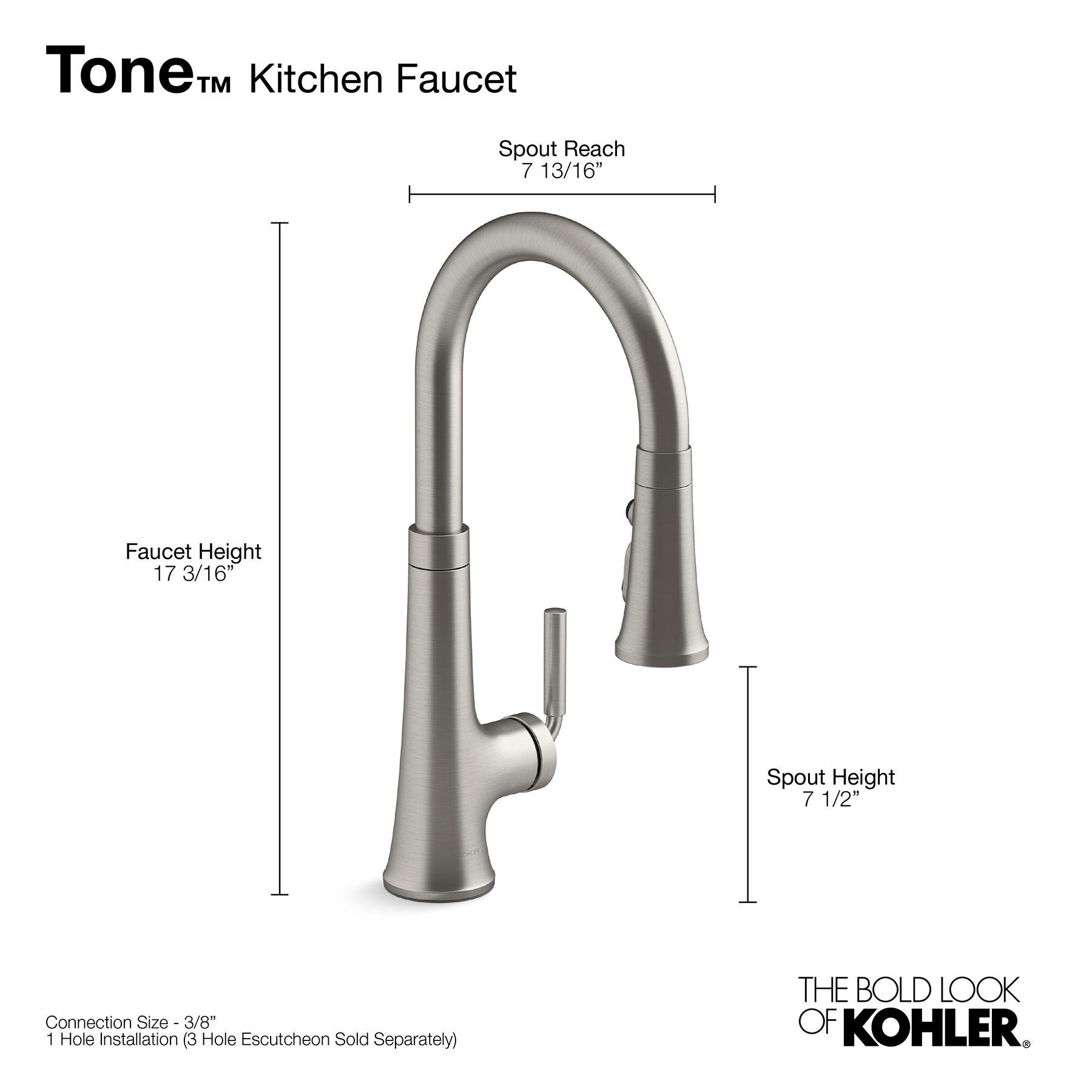 Tone Single Handle Pull Down Kitchen Sink Faucet with Three-Function Pull Down Sprayer