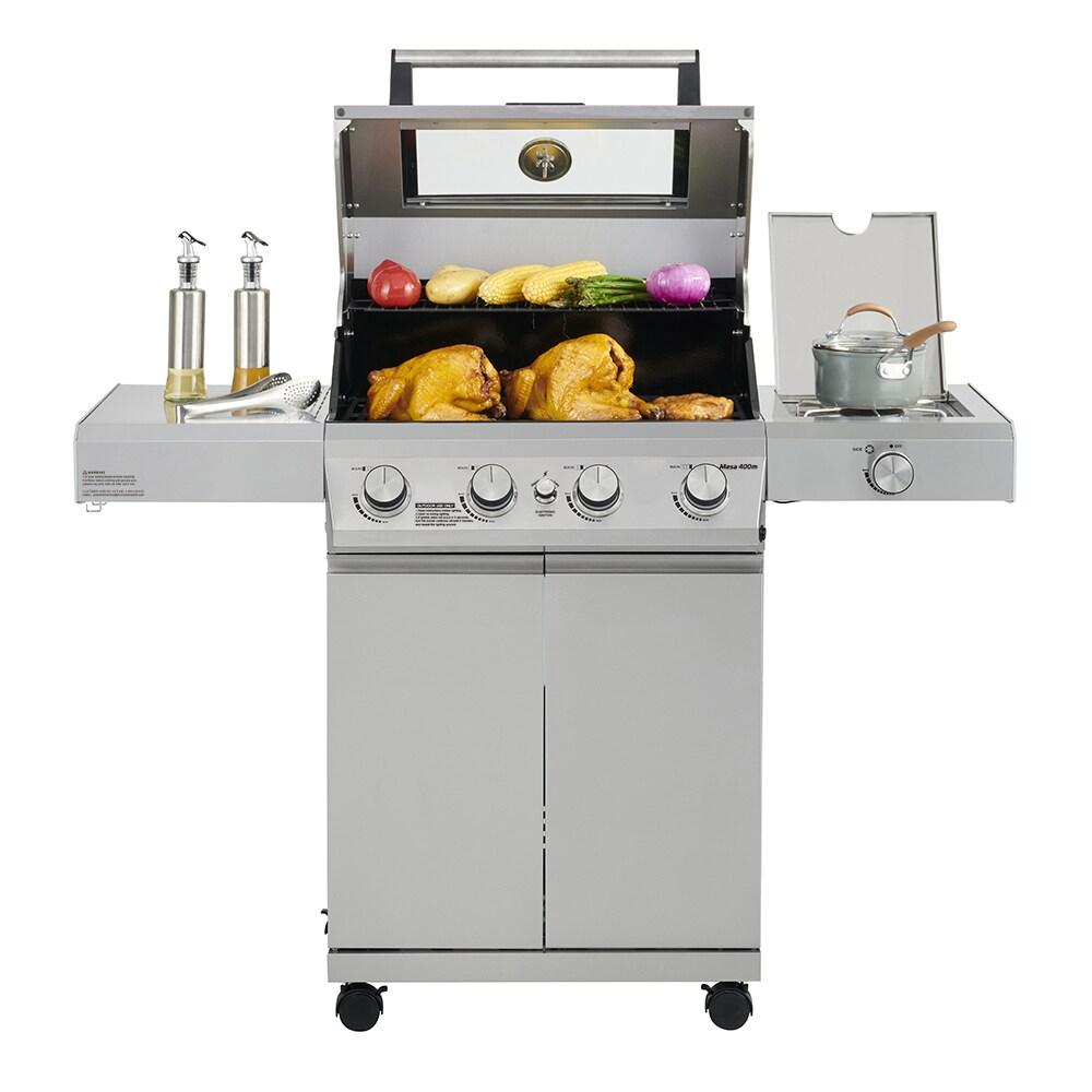 Monument Grills Mesa 400M 4-Burner Liquid Propane 52000 BTU Gas Grill with Side Burner and Cabinet