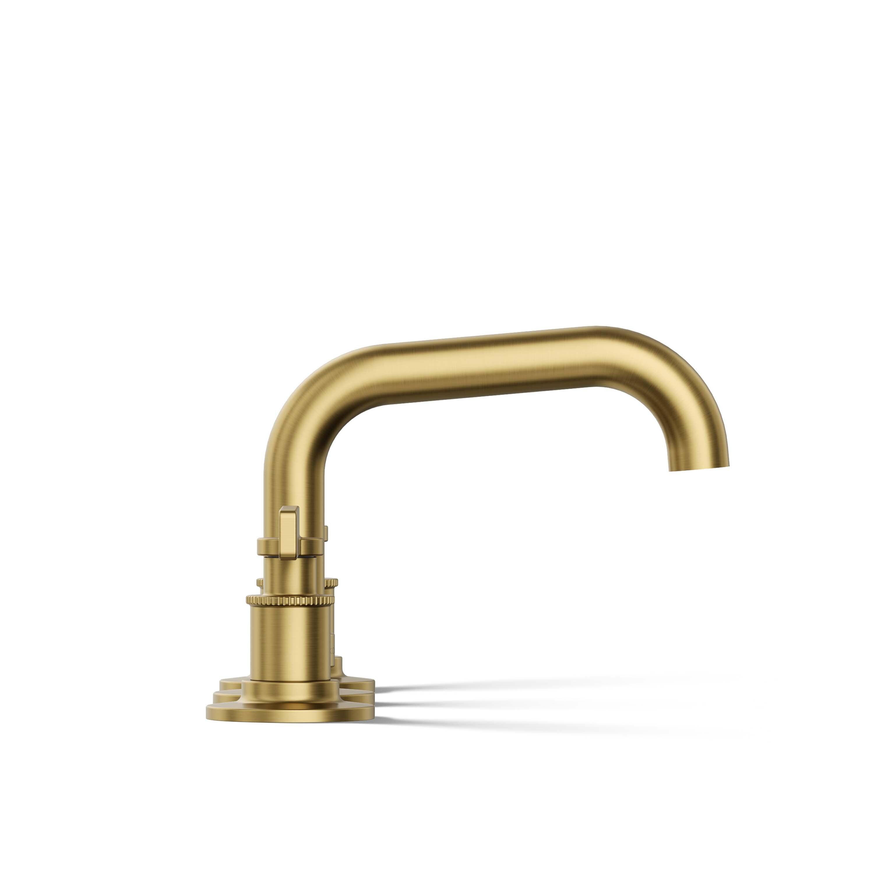 Vibrant Brushed Moderne Brass Widespread Bathroom Sink Faucet
