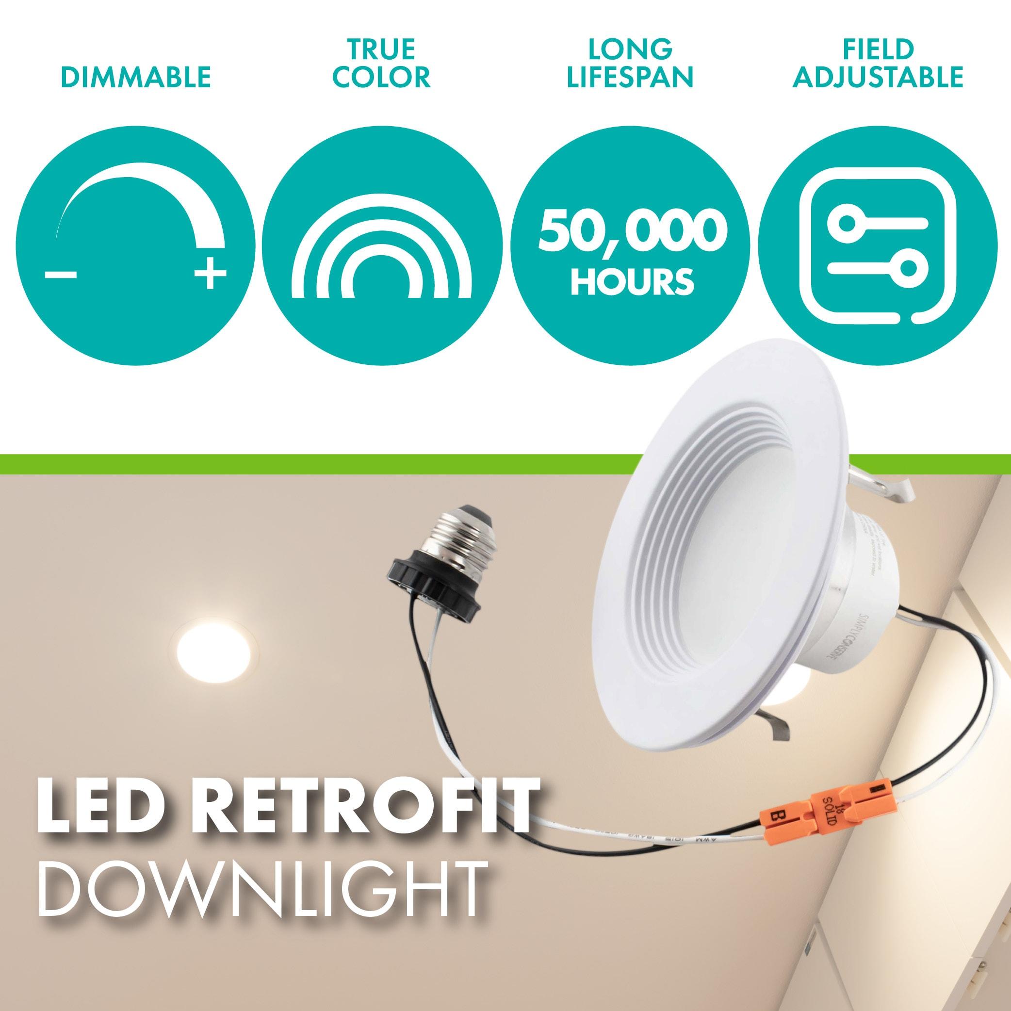 4-inch White Field-Adjustable Downlight Integrated LED Recessed Kit, 2700K Soft White to 5000K Daylight, 4-pack