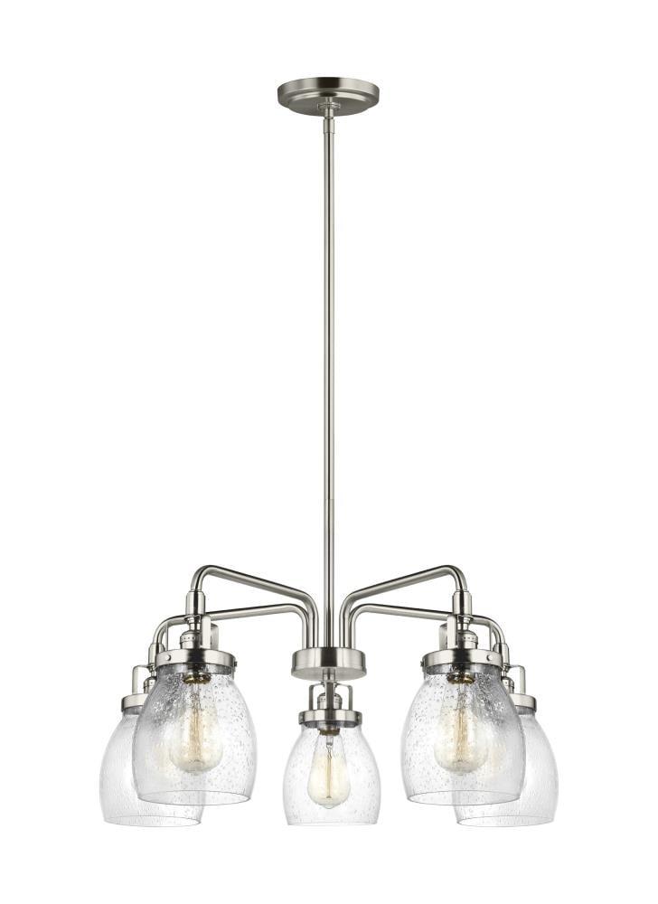 Brushed Nickel 5-Light Chandelier with Clear Seeded Glass Shades