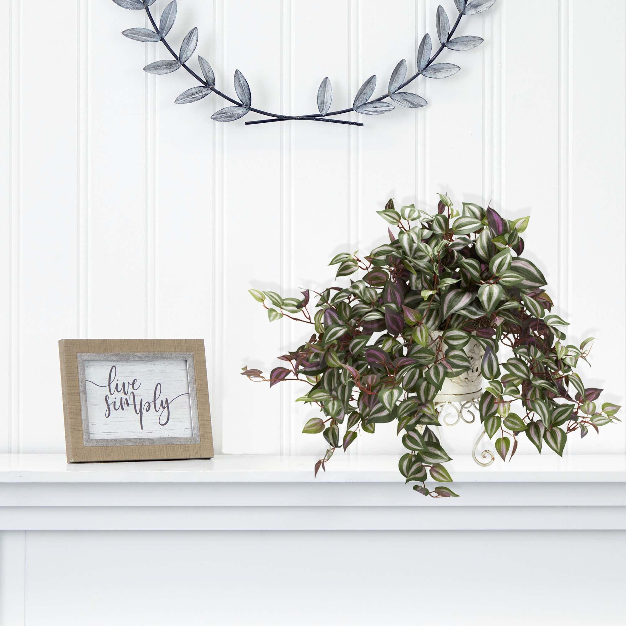 Nearly Natural Wandering Jew with Metal Planter Silk Plant