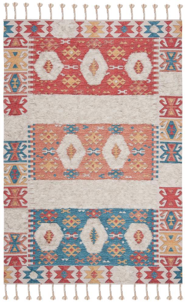 Saffron SFN105 Hand Loomed Indoor Area Rug - Rust/Beige - 5'x8' - Safavieh
