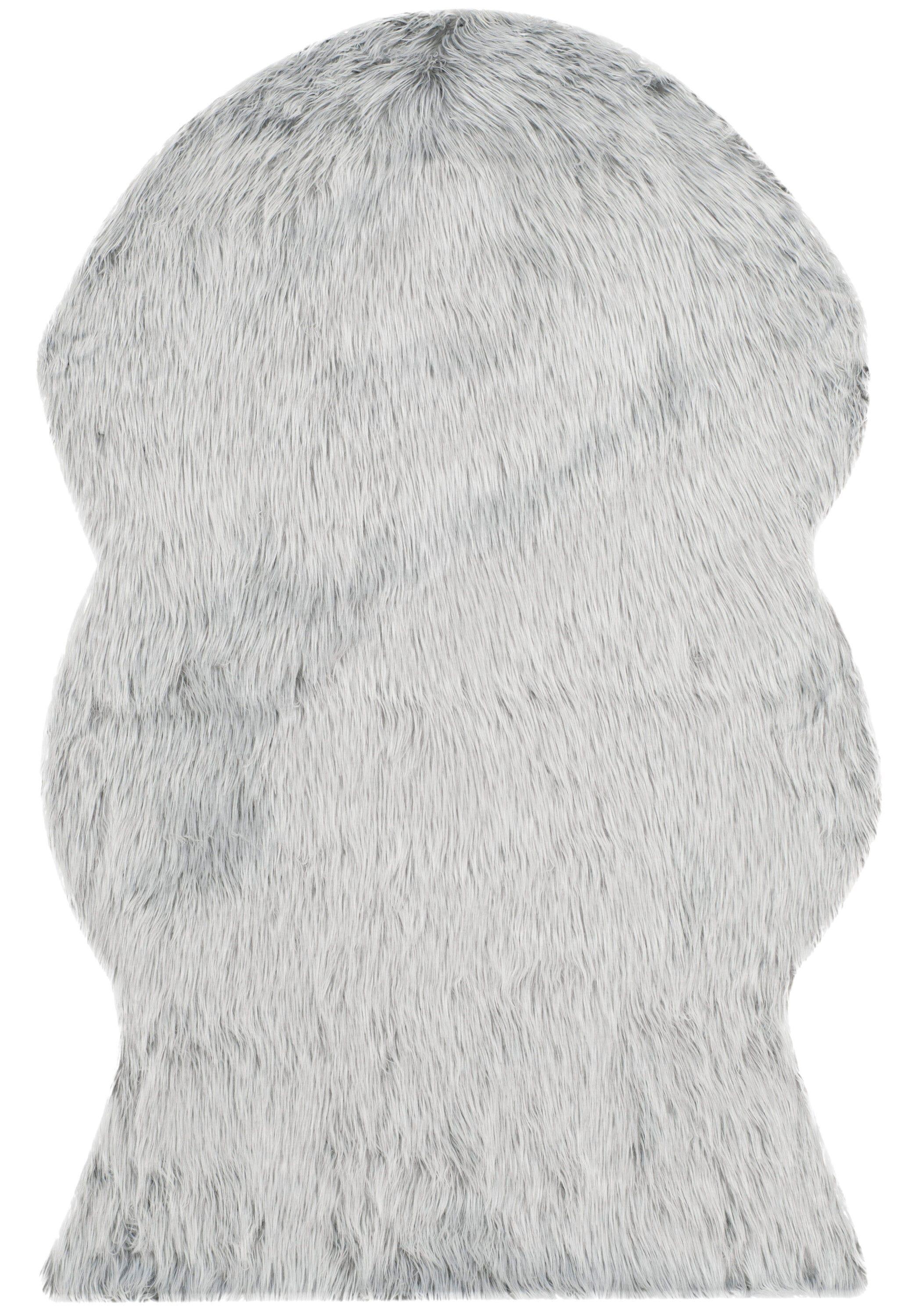 Faux Sheep Skin FSS118 Power Loomed Area Rug - Light Grey - 4'x6' - Safavieh.