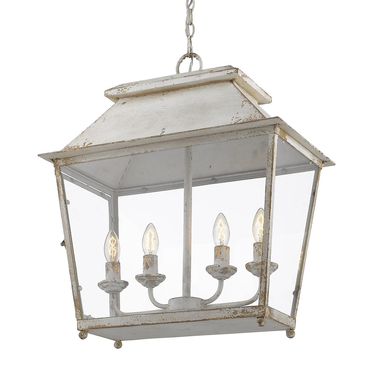 Golden Lighting Abingdon 4-Light Pendant in Antique Ivory with Clear Glass