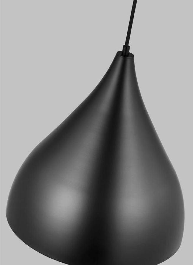 Midnight Black 14" Glass Pendant Light with Steel Shade