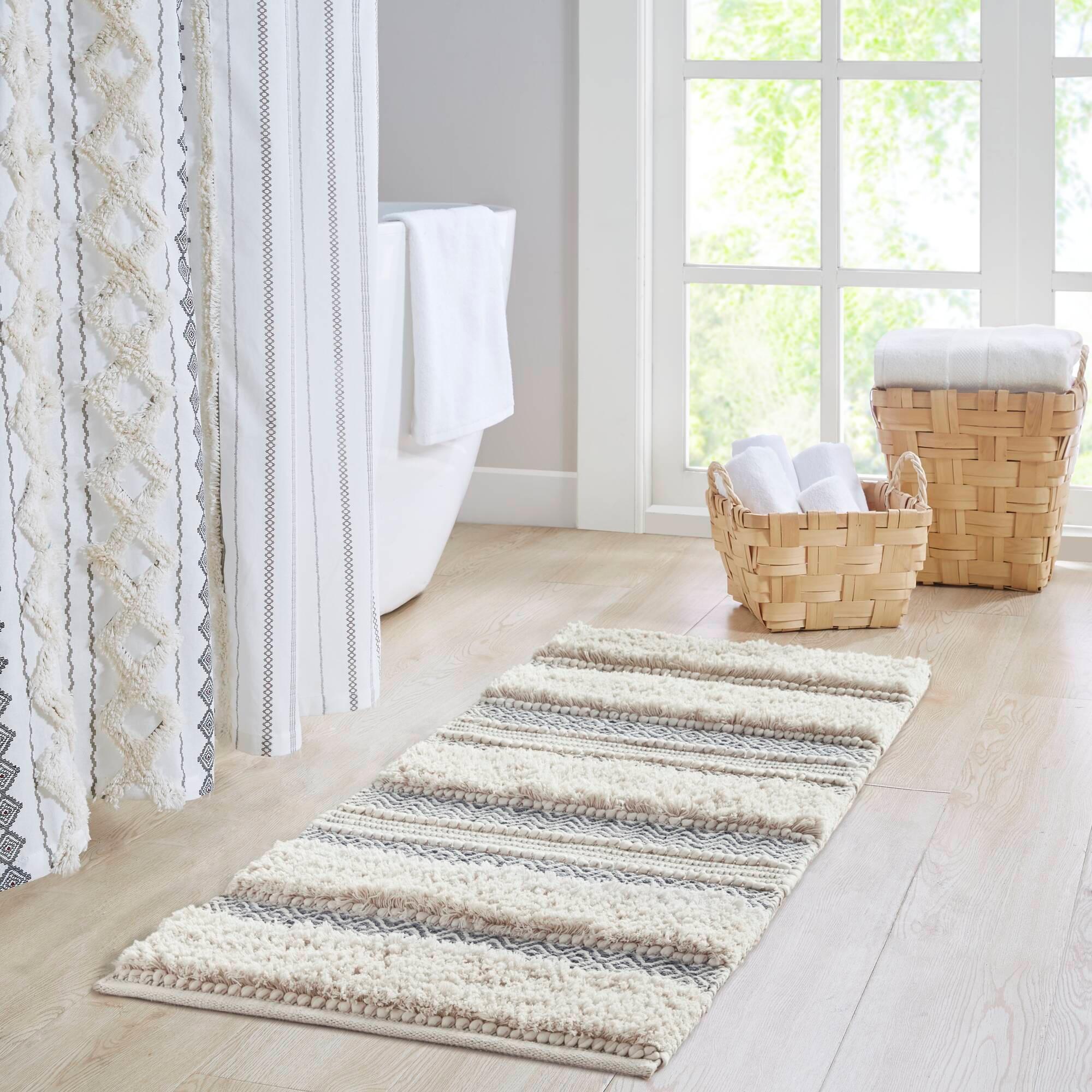 INK+IVY Asher Cotton Blend Bath Rug with Non-Slip Backing