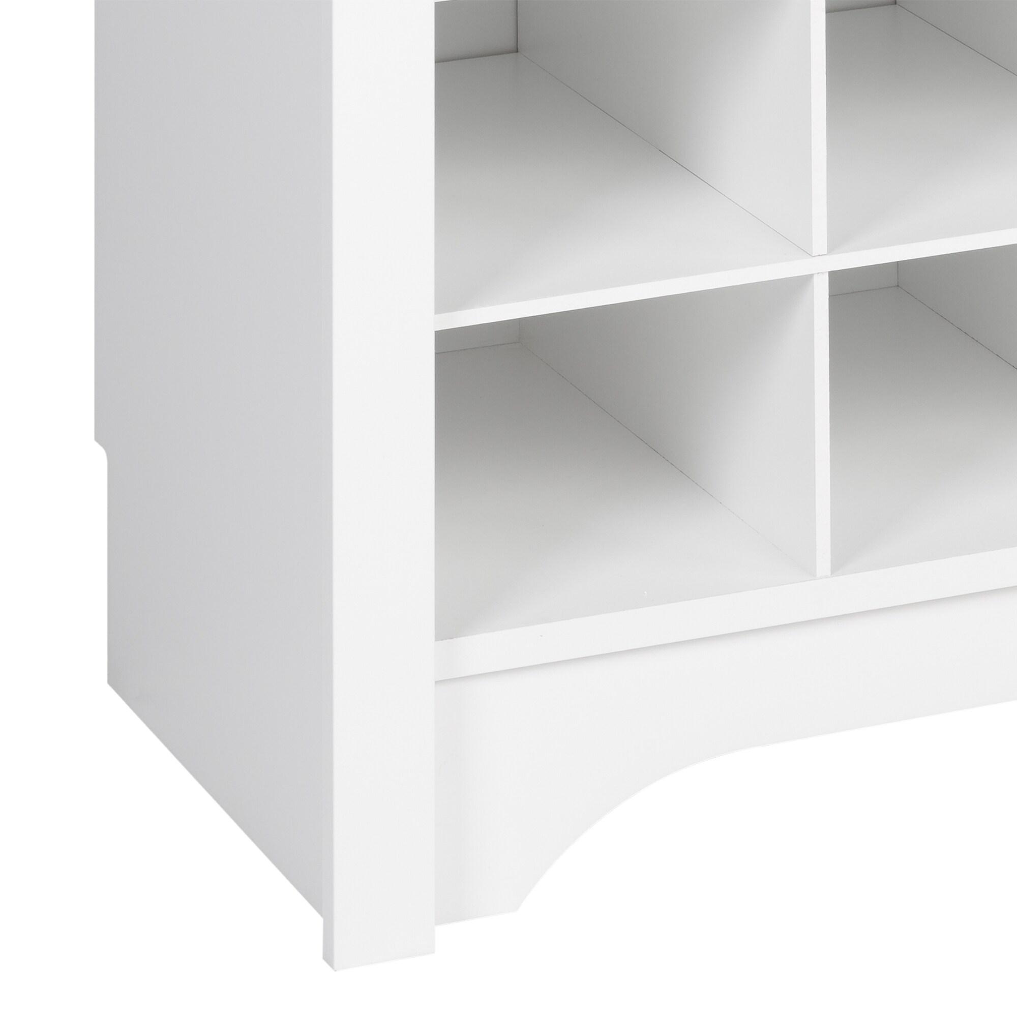 60" Entryway Shoe Cubby Console White - Prepac: Freestanding MDF Storage Bench, Holds 32 Pairs