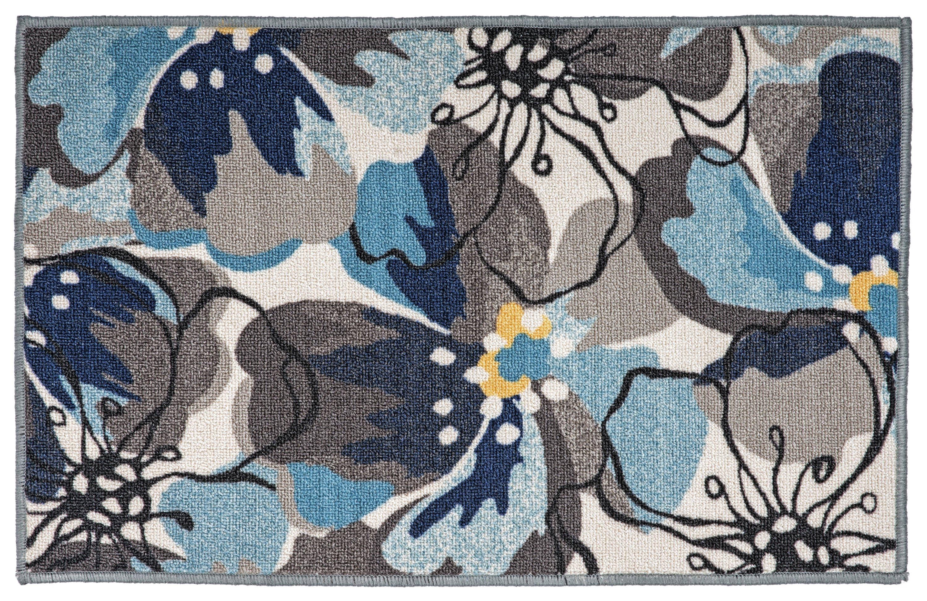 World Rug Gallery Modern Floral Non-Slip (Non-skid) Indoor Area Rug - Gray 20" x 30"