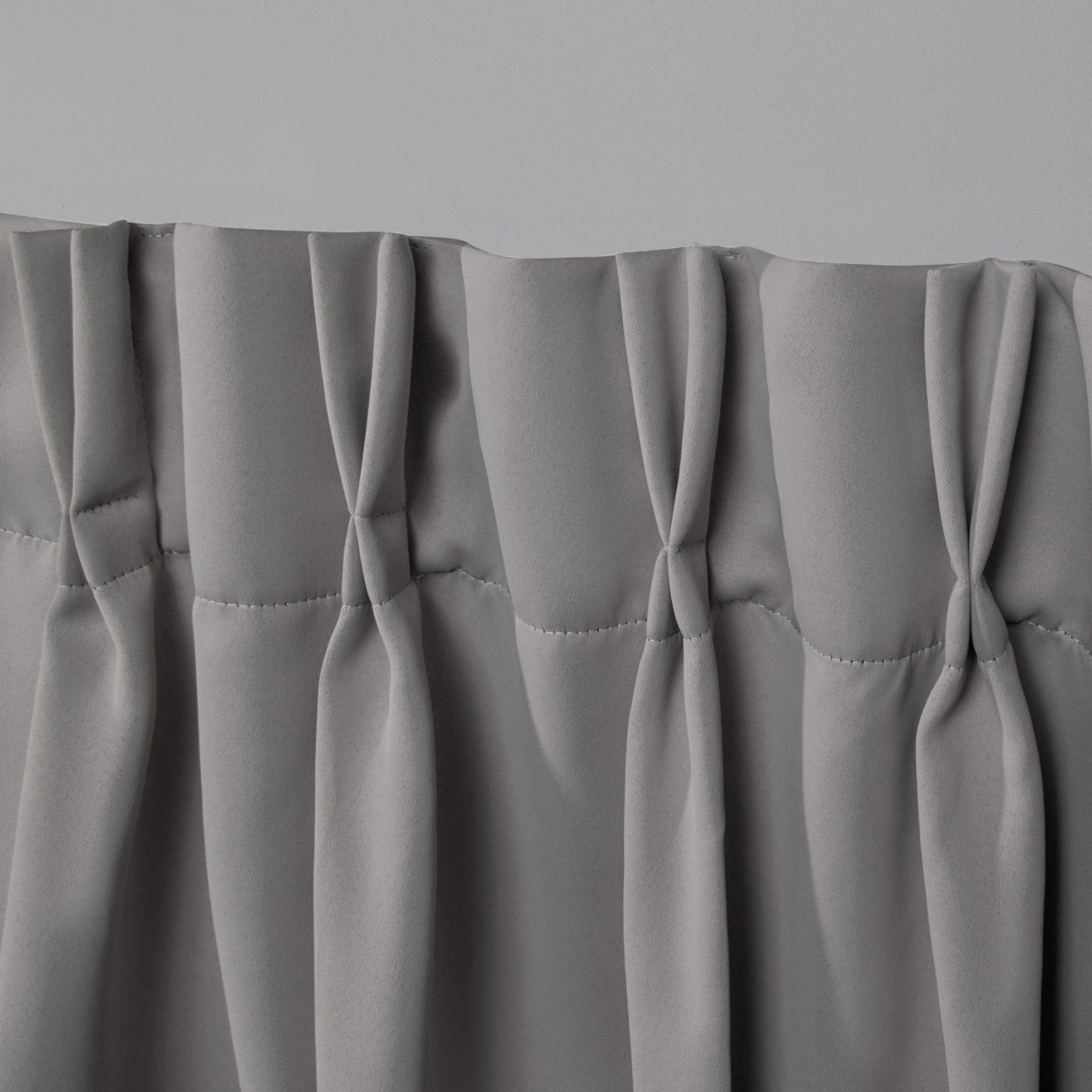 Set of 2 63"x30" Sateen Twill Woven Blackout Pinch Pleat Window Curtain Panel Veridian Gray - Exclusive Home