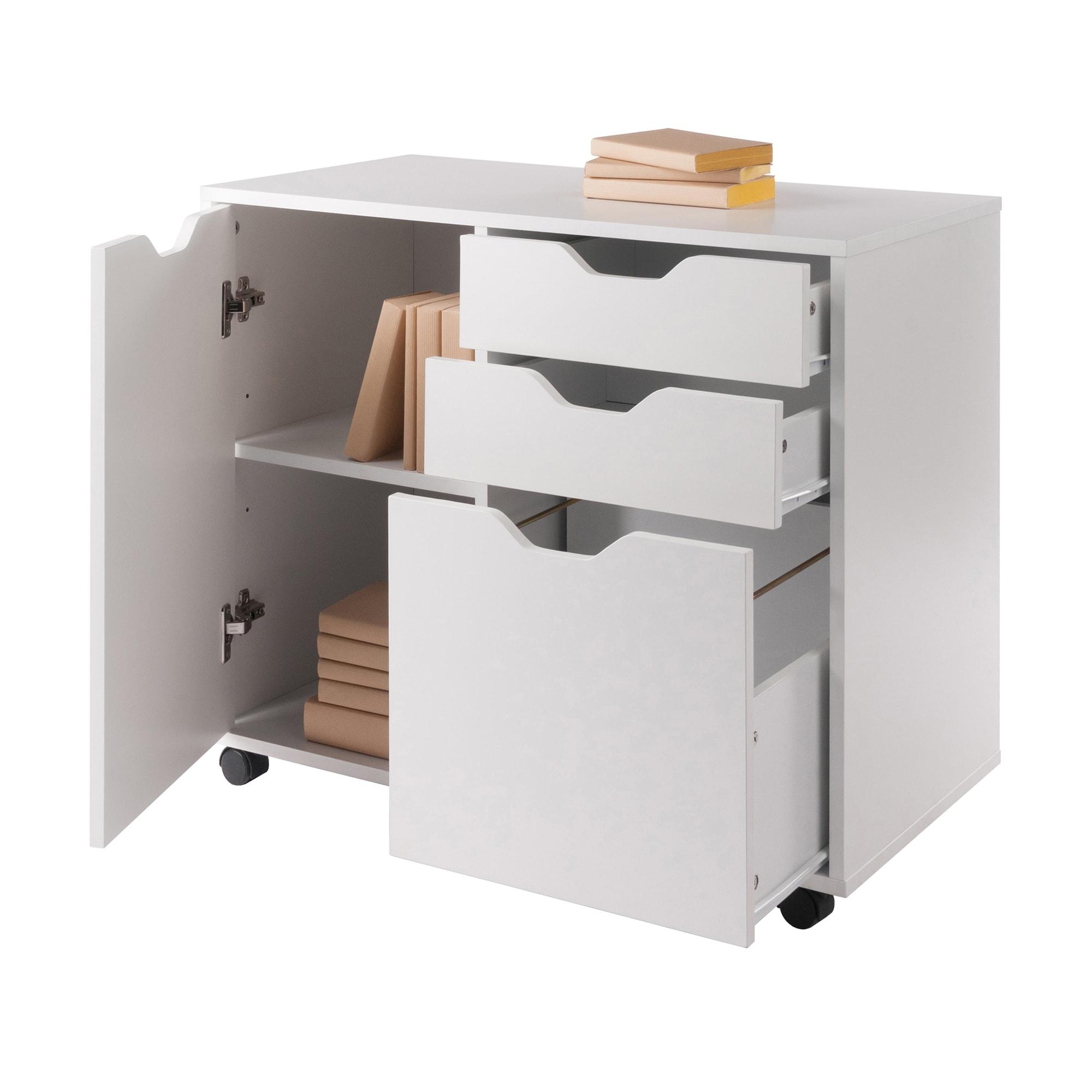 Halifax 2 Sections Mobile Filing Cabinet White - Winsome: MDF Construction, Office Storage, 2 Drawers