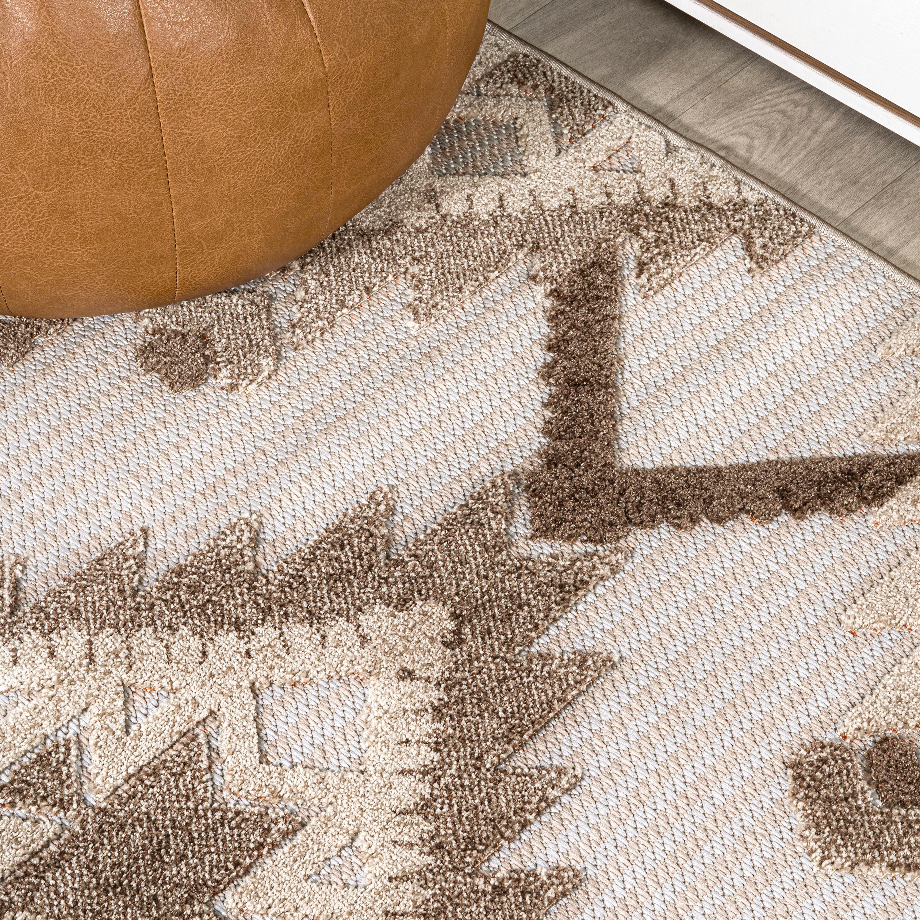 4'x6' Sumak High-Low Pile Neutral Diamond Kilim, Brown/Ivory - JONATHAN Y