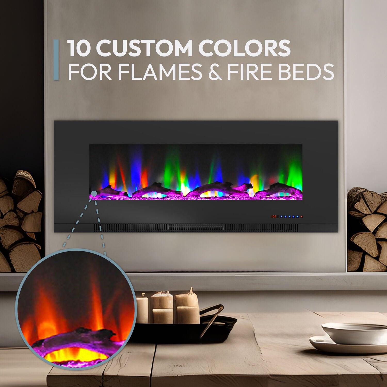 Cambridge Cambridge Wall Mount Electric Fireplace Heater with Remote Control for Indoor Use in Living Room, Bedroom, Home Office