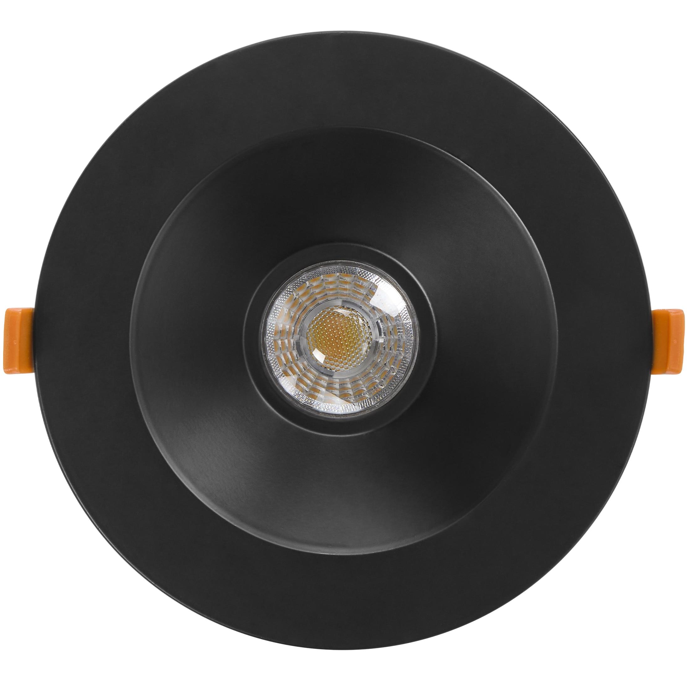Maxxima 6” Ultra-Thin Recessed Anti-Glare LED Downlight, Canless IC Rated, 1200 Lumens, 5 Color Temperature Select 2700K/3000K/3500K/4000K/5000K, Dimmable, Black Trim, 90 CRI, 5CCT Slim J-Box Included