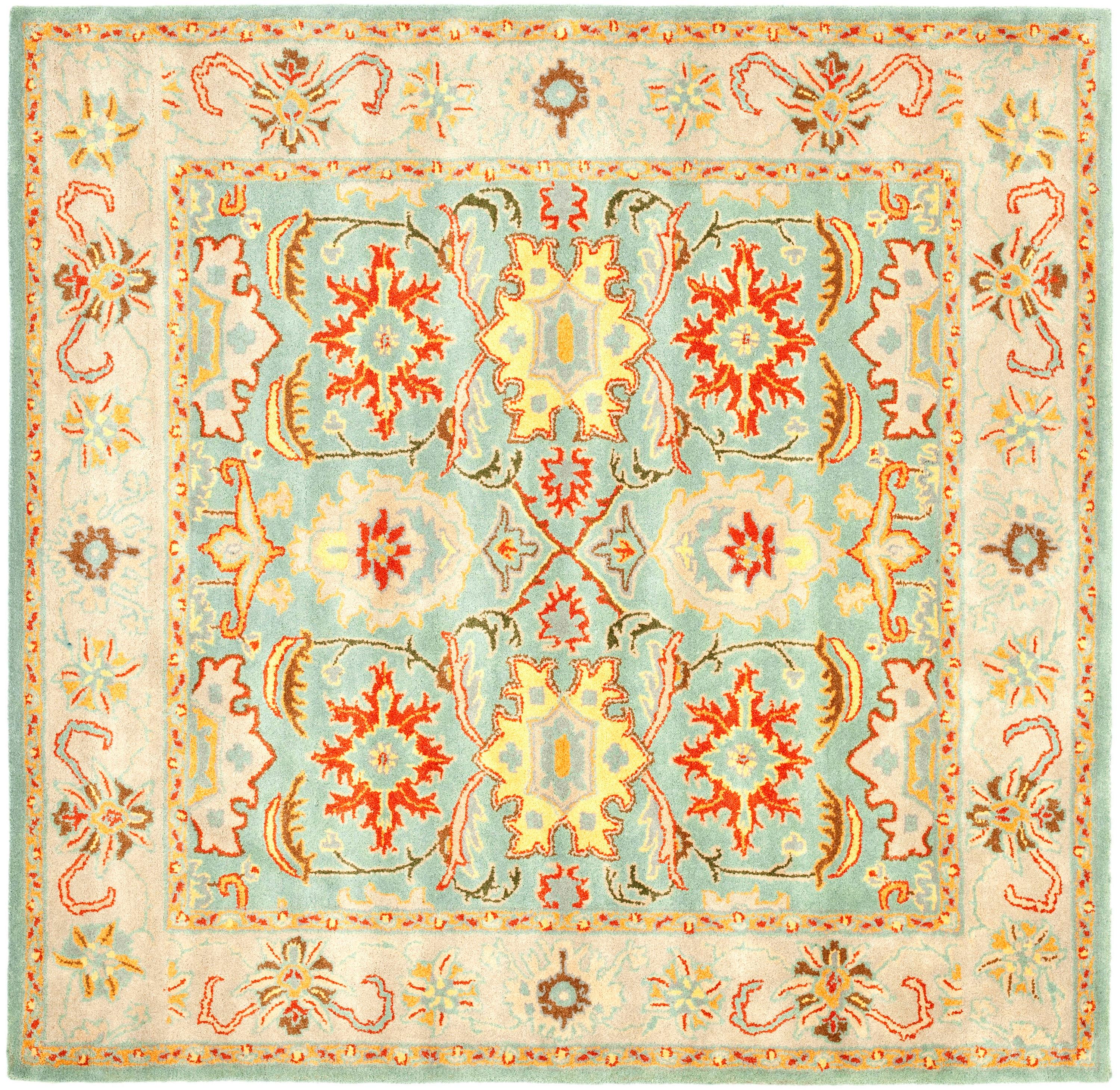 Heritage HG734 Hand Tufted Area Rug - Light Blue/Ivory - 4'x4' - Safavieh.