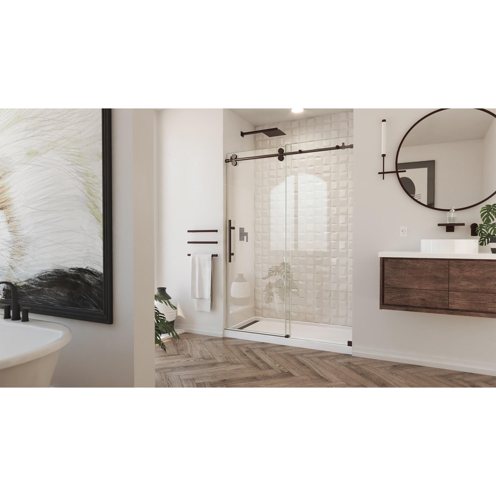Enigma-XO 50" W x 76" H Sliding Frameless Shower Door with Clear Max™ Technology