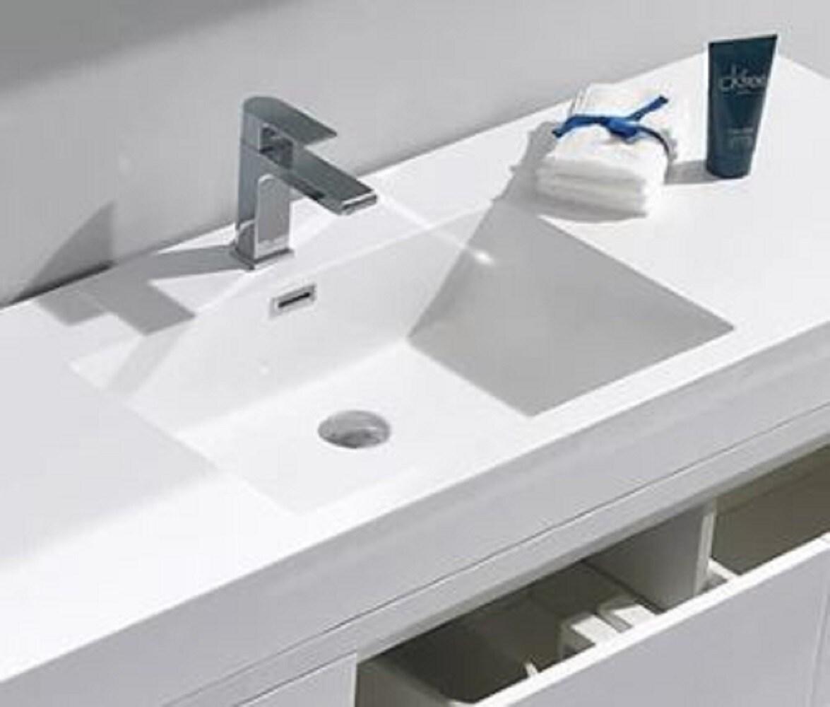 Valencia 60" Freestanding Single Modern Bathroom Vanity with Ingegrated Sink - Faucet Not Included