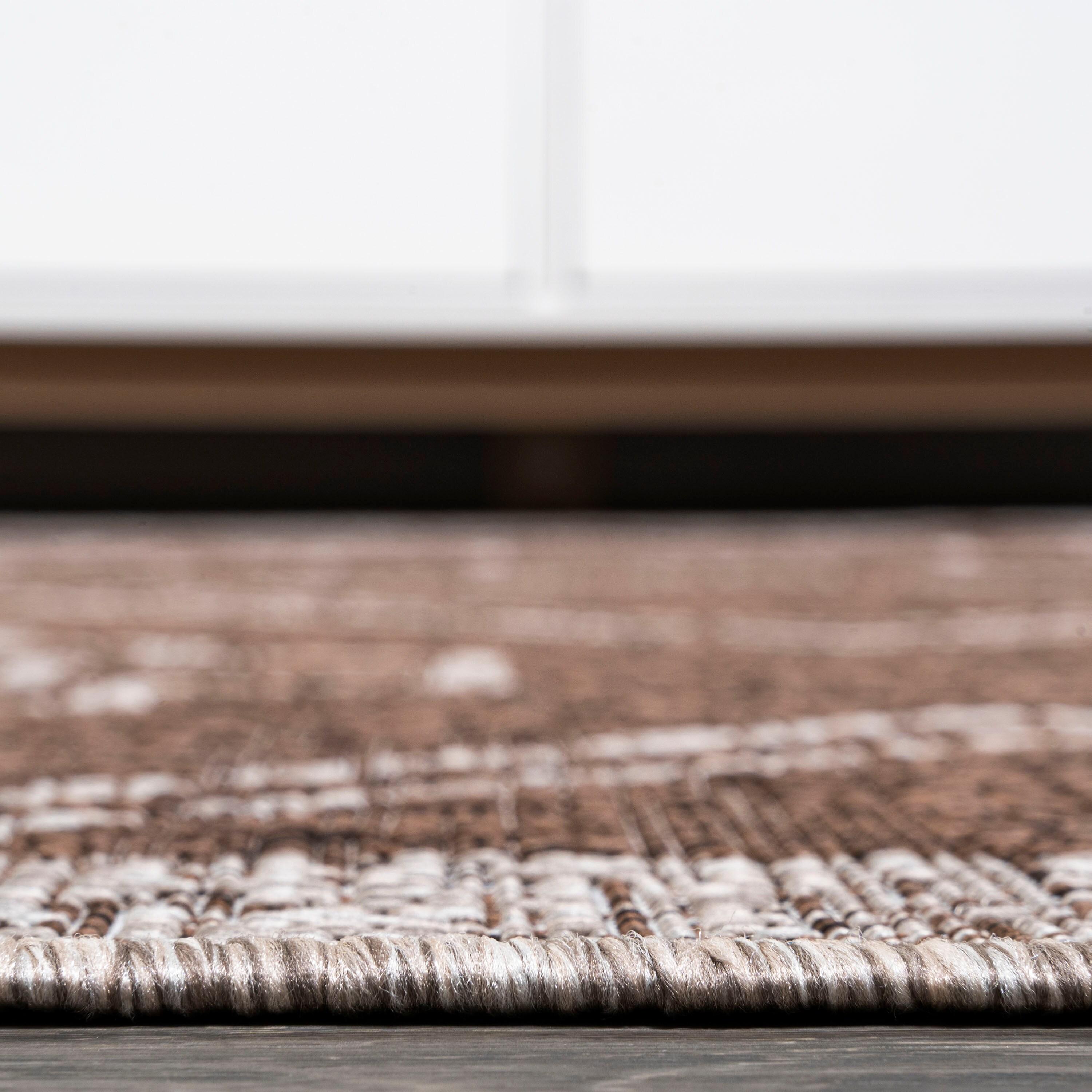 2'x10' Marokko Diamond Medallion Indoor/Outdoor Runner Rug, Brown/Beige - JONATHAN Y