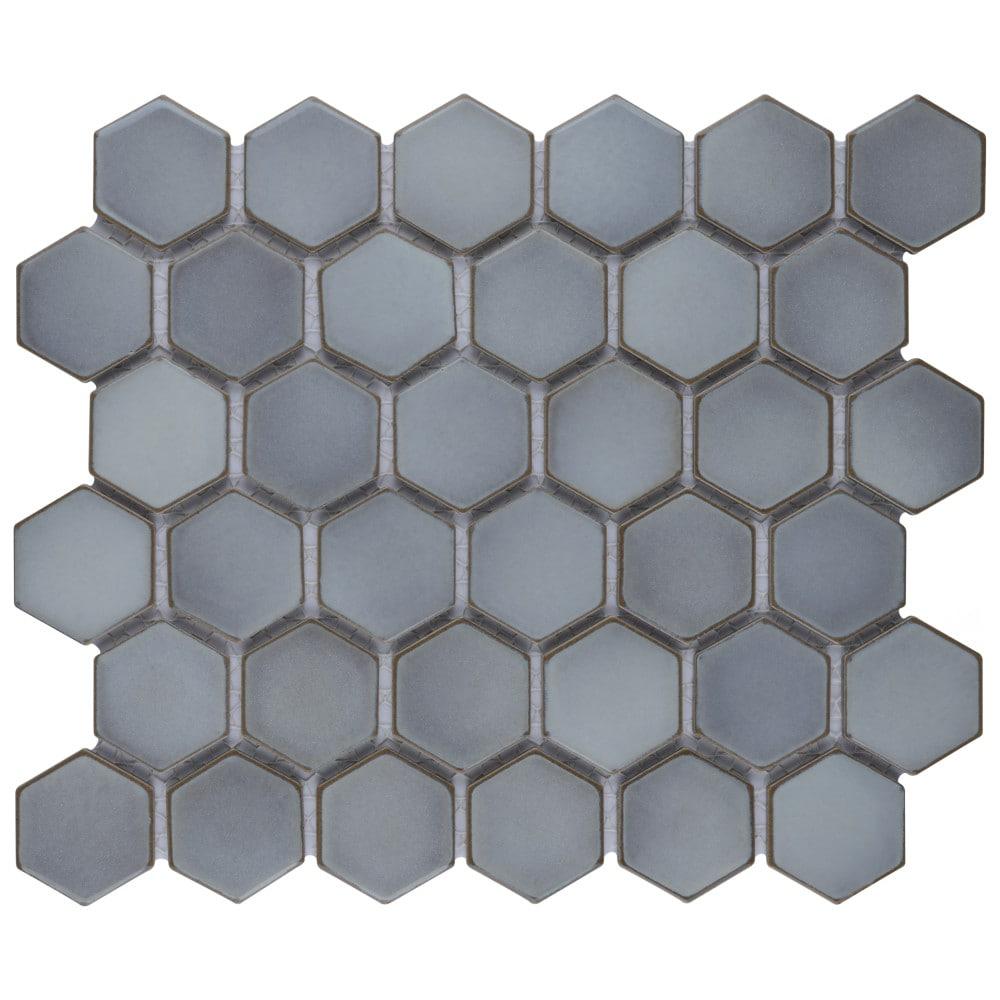 Hudson Due 2" Hex 10-7/8 " x 12-5/8 " Porcelain Mosaic Floor and Wall Tile