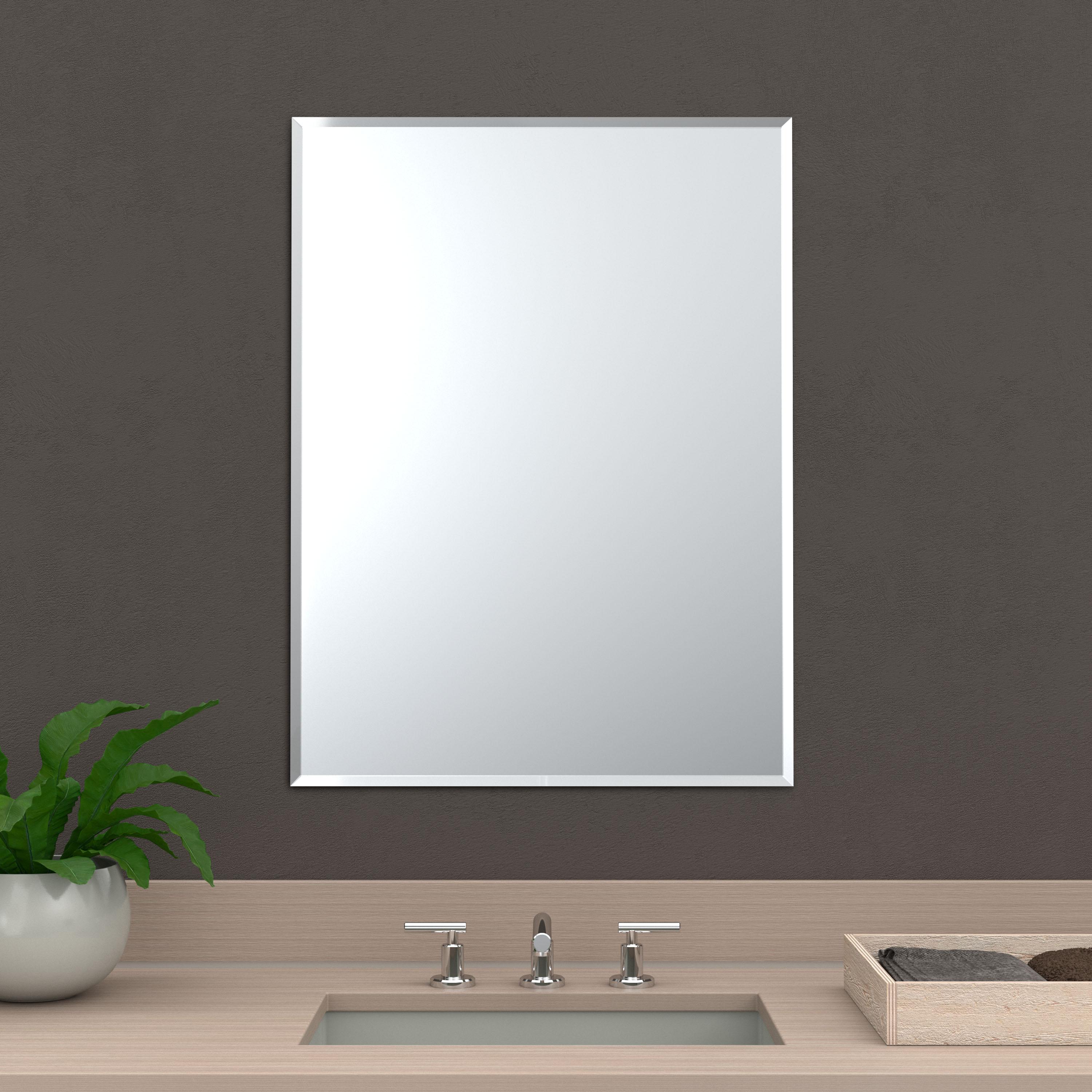 Gatco Flush Mount Frameless Beveled Wall Rectangle Mirror | Mount Landscape or Portrait