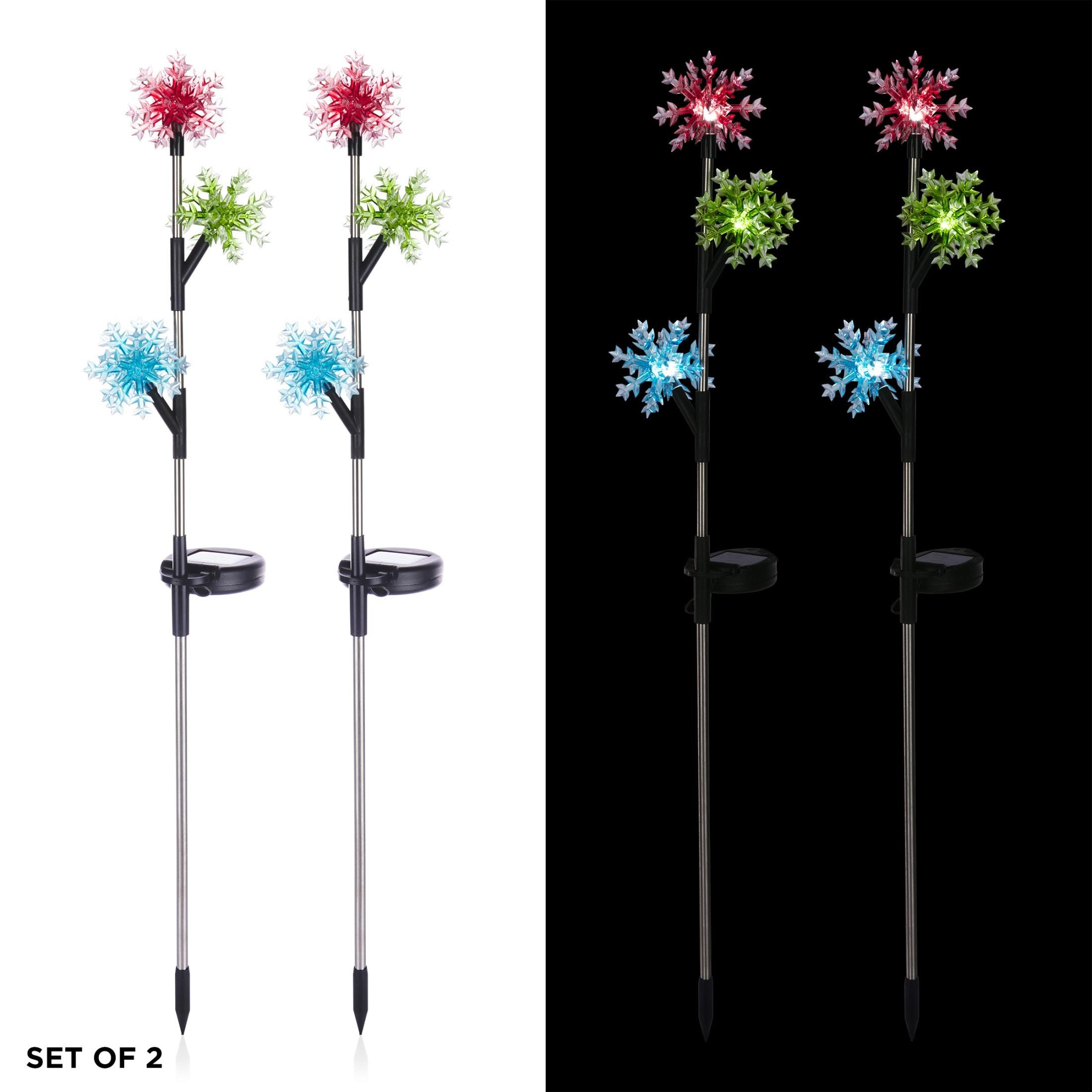 Alpine Corporation  Outdoor Garden Stakes LED Lights (Set of 2) Multi - Snowflake 32"