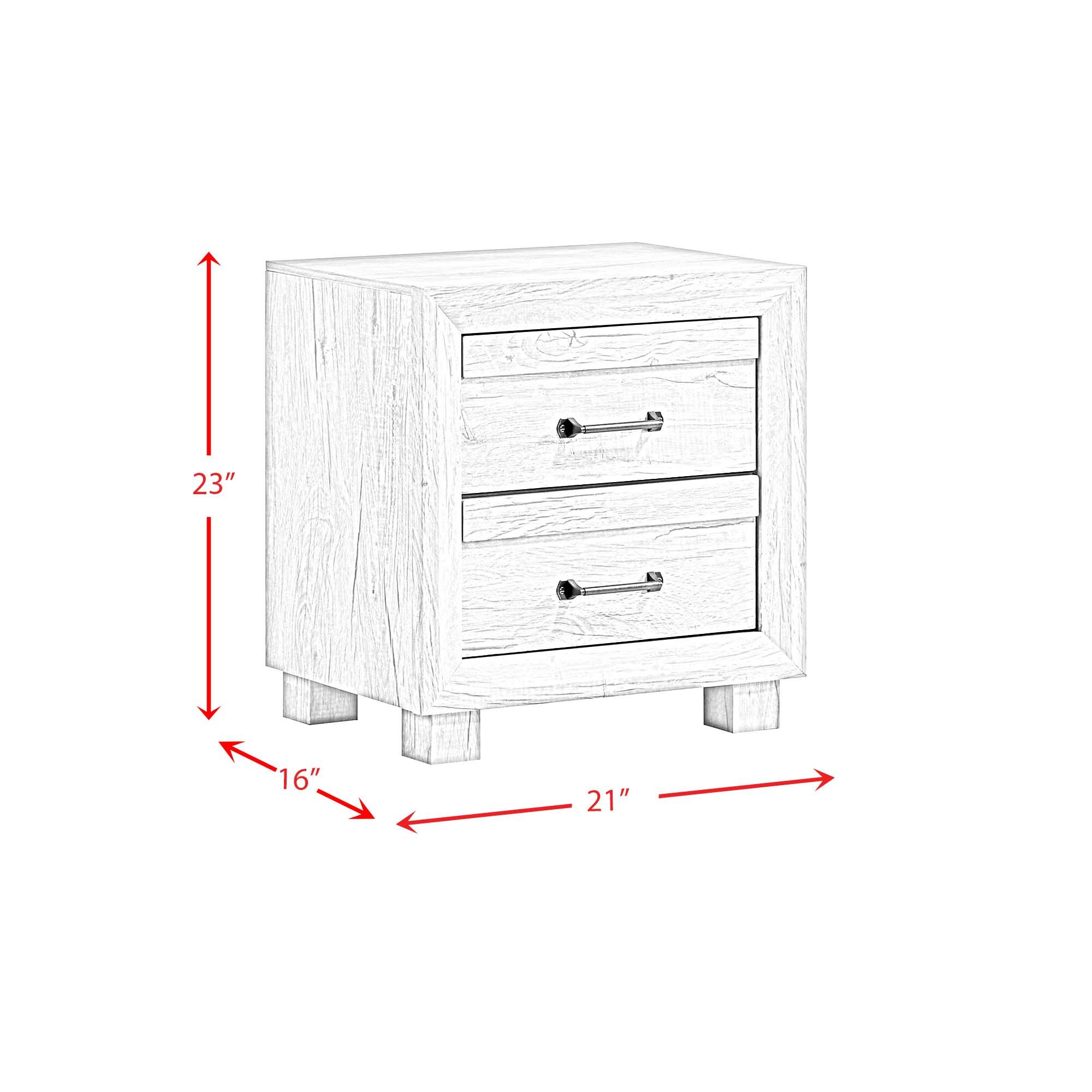 Picket House Furnishings Tarrant Mesita de Noche de 2 Cajones con USB en Blanco