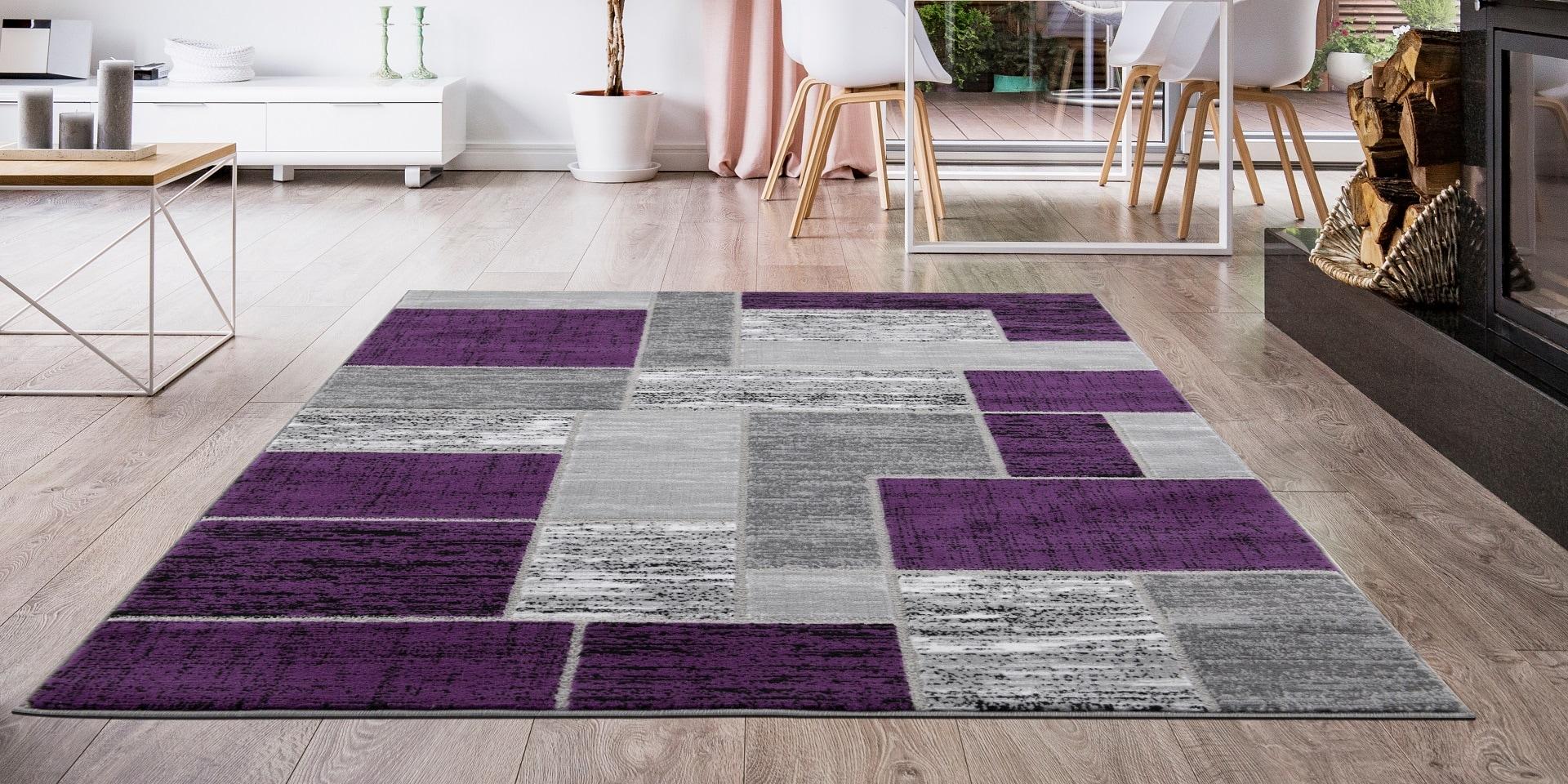 L Baiet SL973Z23 Verena Geometric Rug, Purple - 2 x 3 ft.