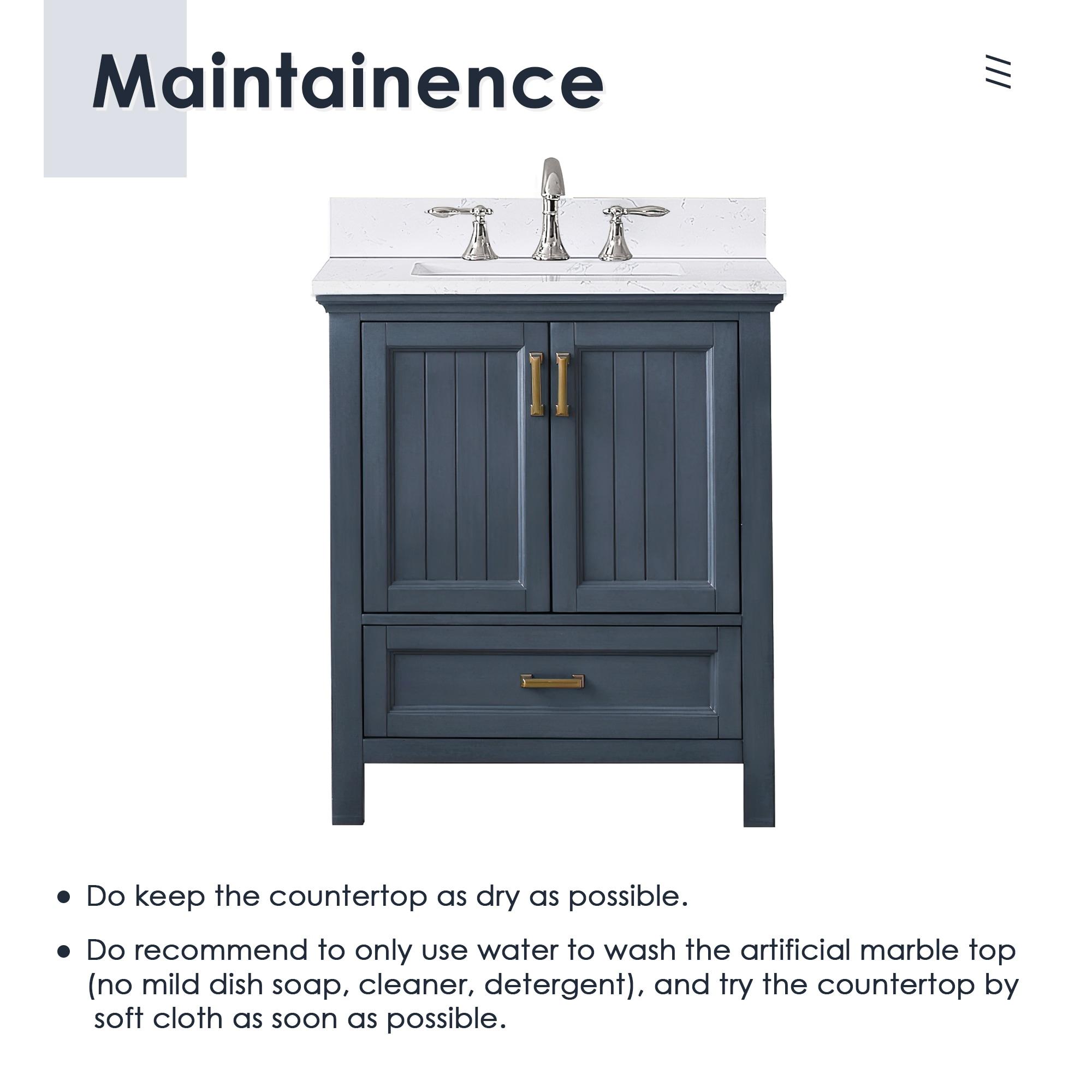 Isla 30" Marble Countertop Single Vanity w/o Mirror - Classic Blue