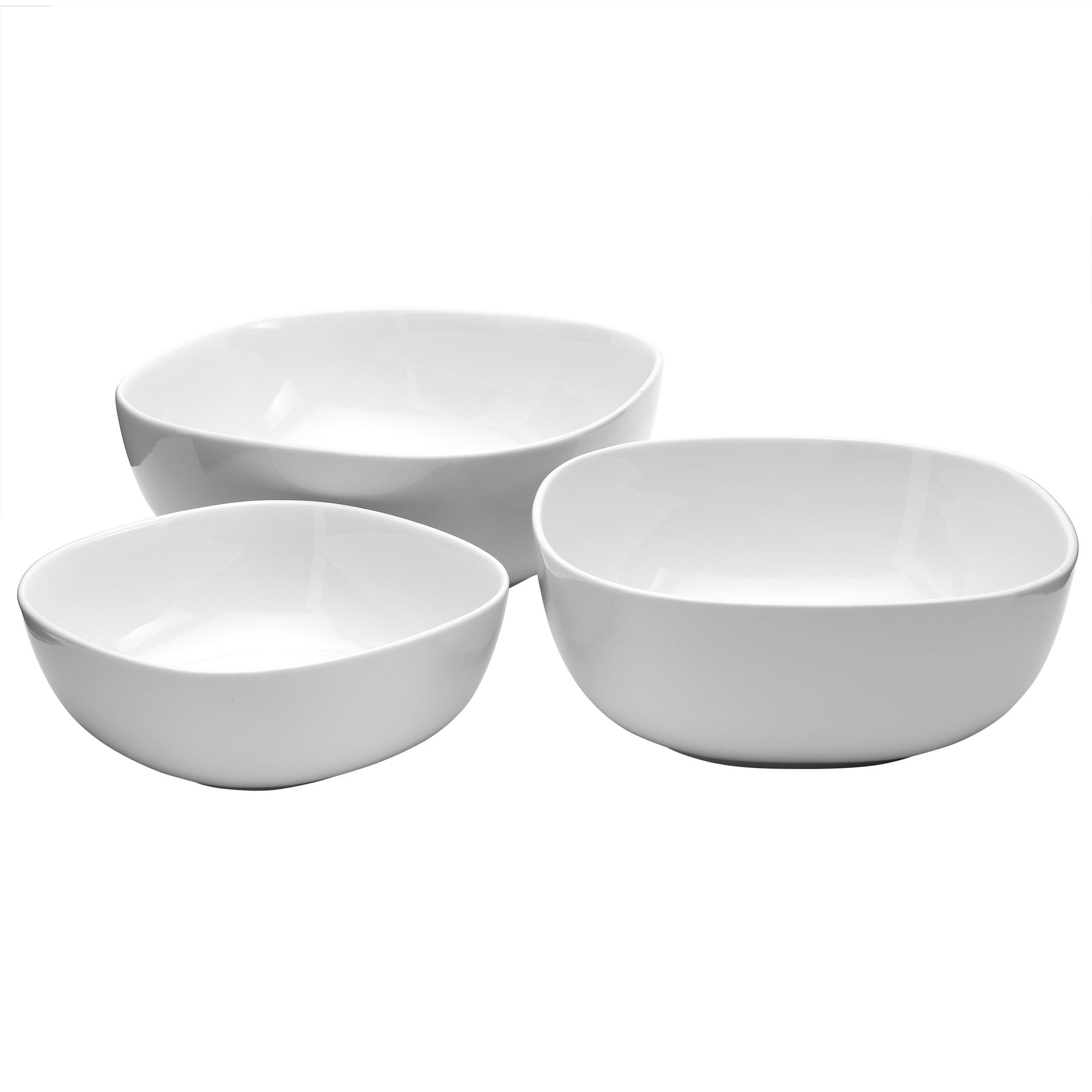 Denmark White Porcelain Chip Resistant Scratch Resistant Grade Serveware, 3 Piece Serving Bowl Set