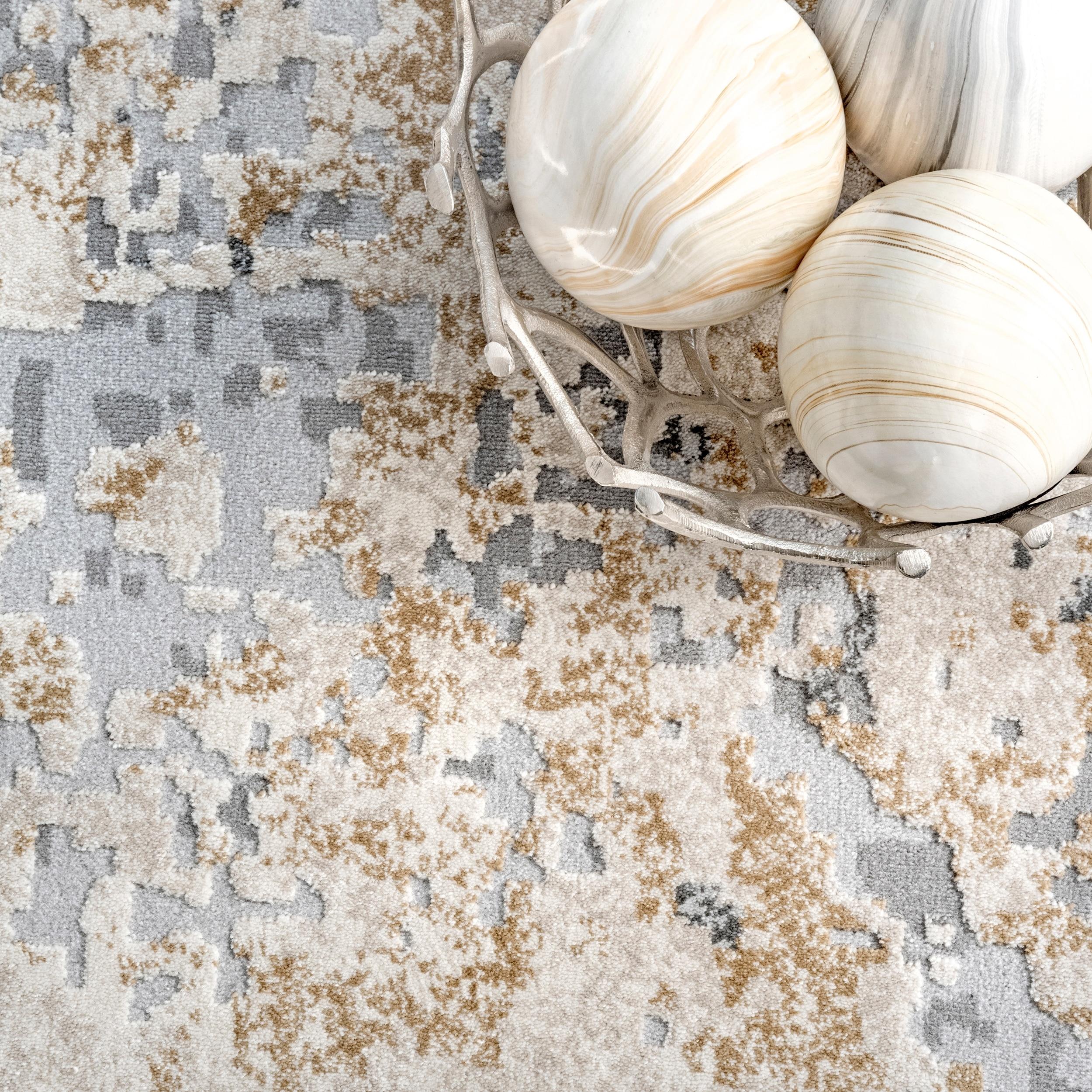 Nuloom Chastin Abstract 6 Square Indoor Area Rug for Living Room Bedroom Dining Room Kitchen, Beige/Grey