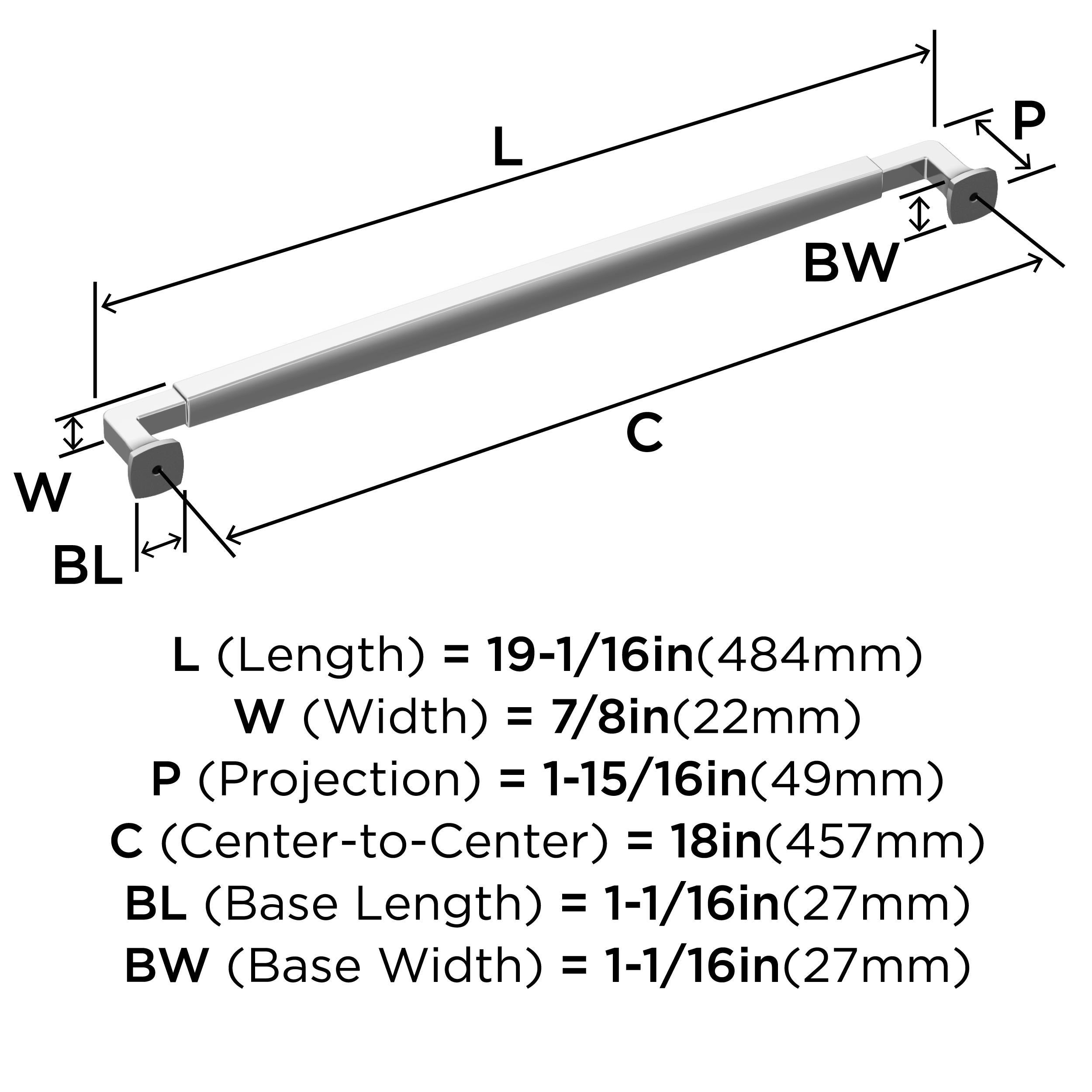 Amerock Stature 18 inch (457mm) Center-to-Center Polished Chrome Appliance Pull