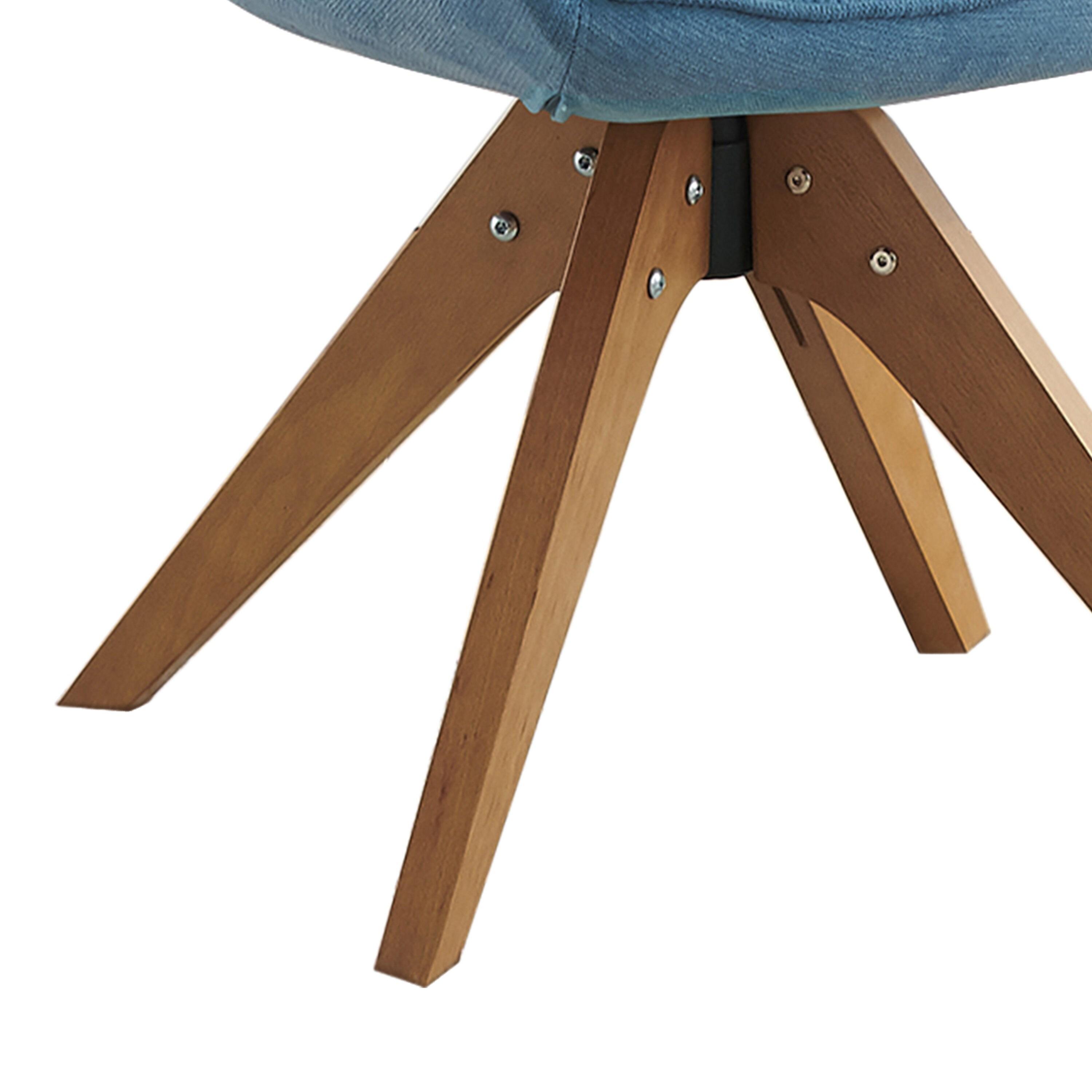 Art Leon Mid Century Accent Chair Fabric Swivel Beech Wood Legs, Light Blue