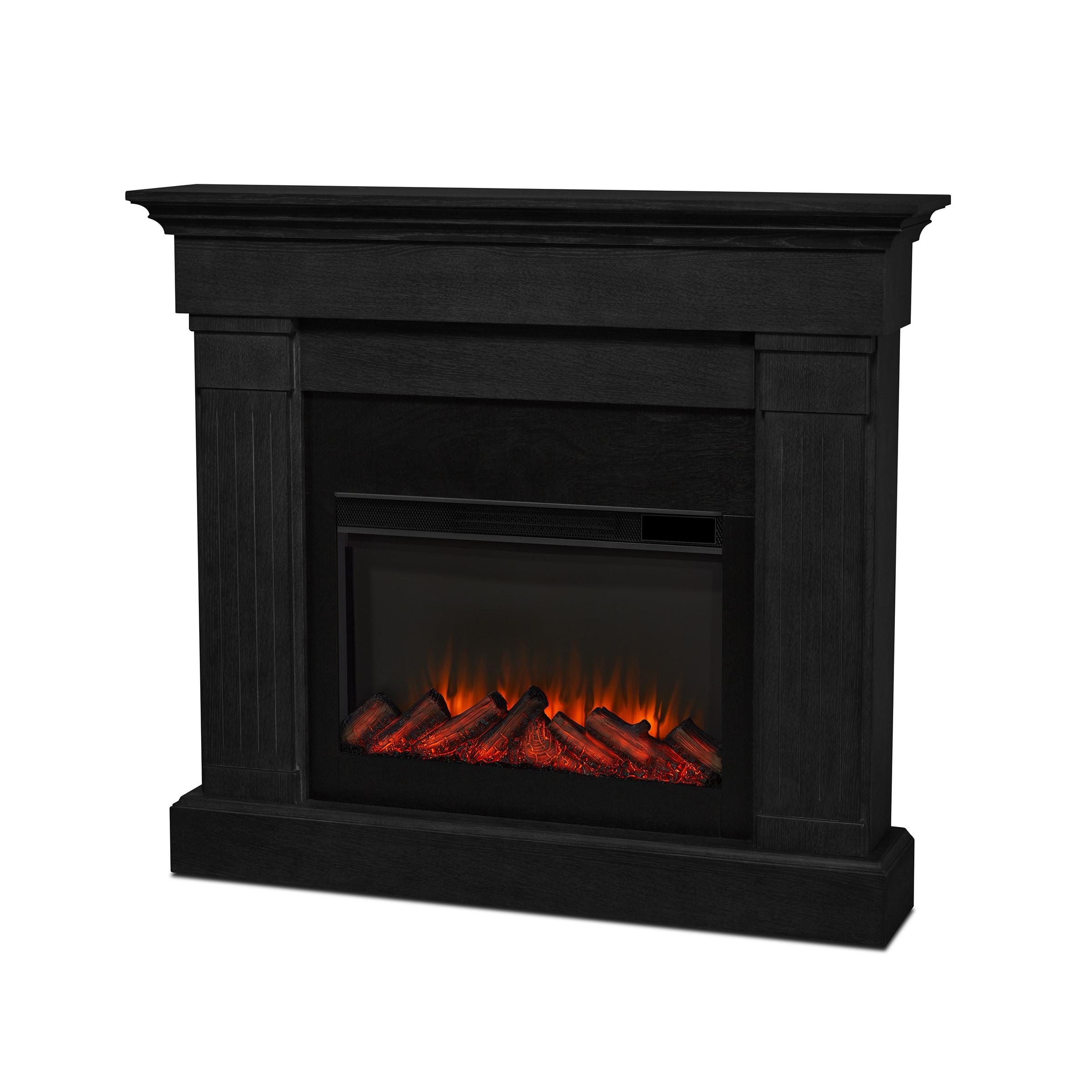 Crawford 48" Slim Electric Fireplace in Black by Real Flame
