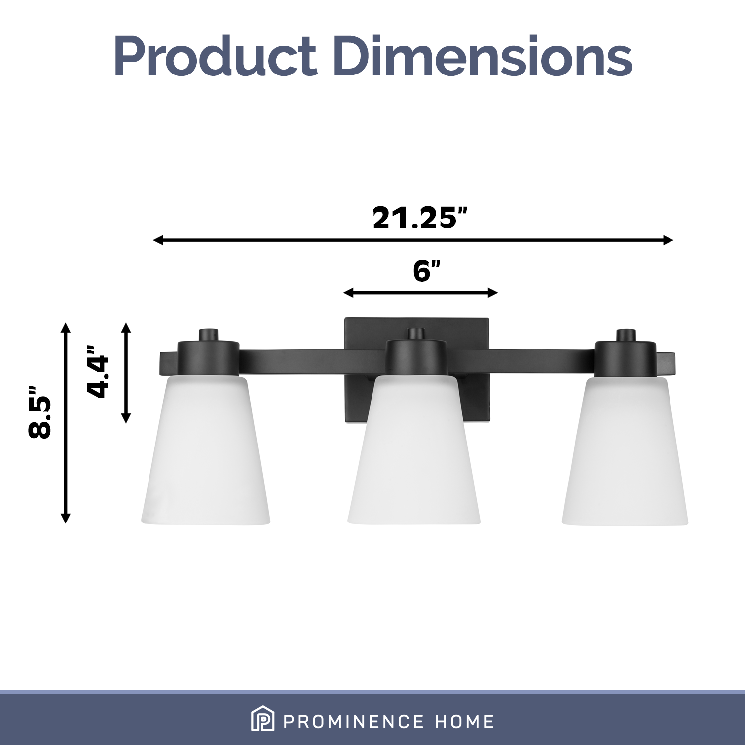 Prominence Home Fairendale 3-Light Matte Black Bathroom Vanity Light with Frosted Glass Shade
