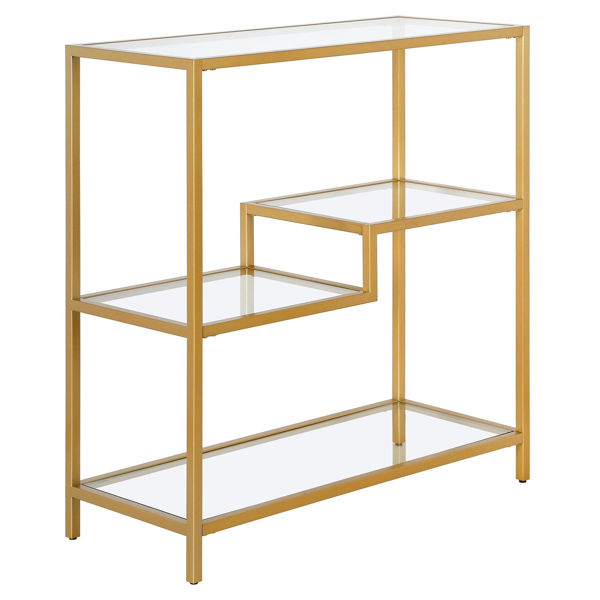 Evelyn&Zoe Johann 36" Tall Rectangular Bookcase, Gold