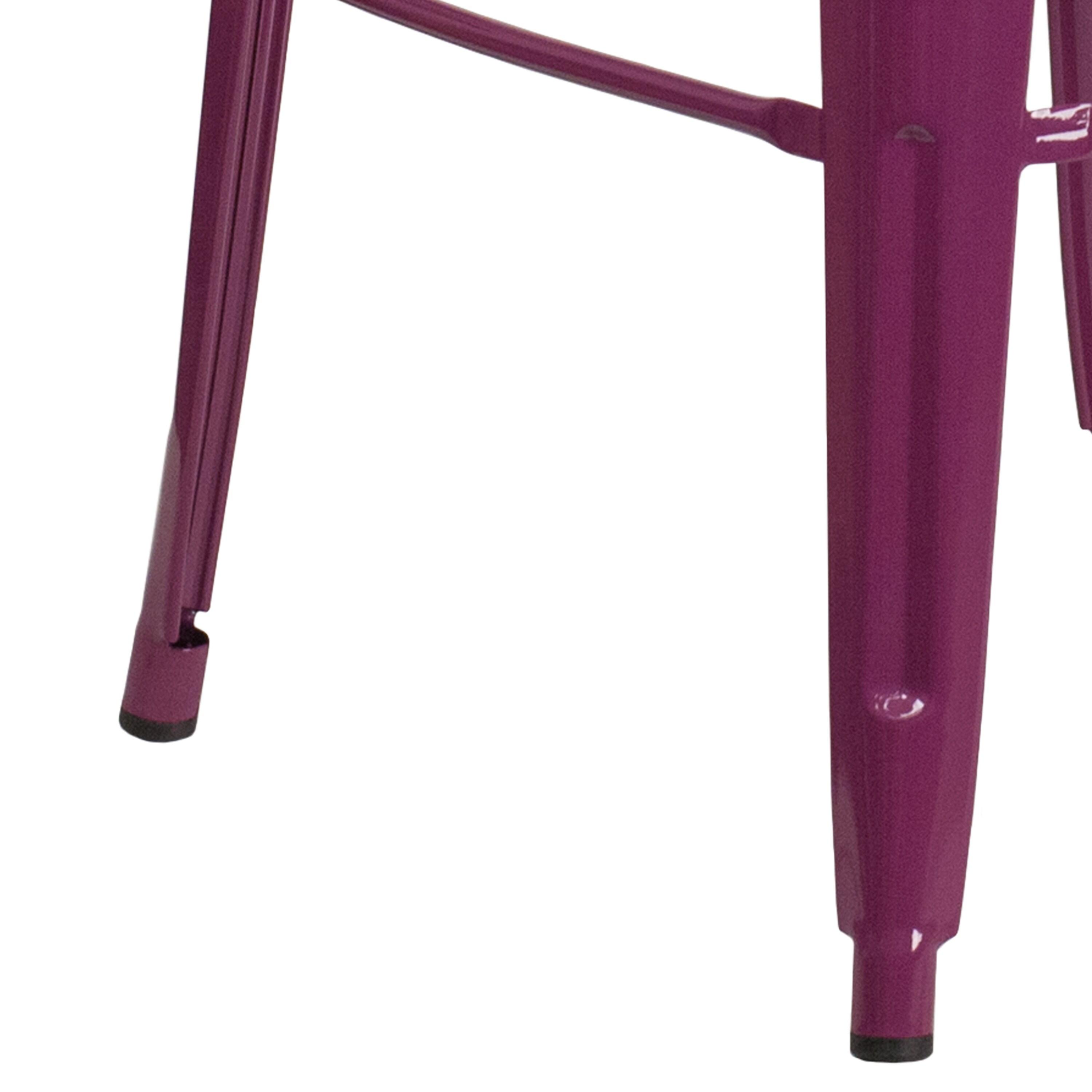 Flash Furniture Commercial Grade 30" High Purple Metal Indoor-Outdoor Barstool with Back