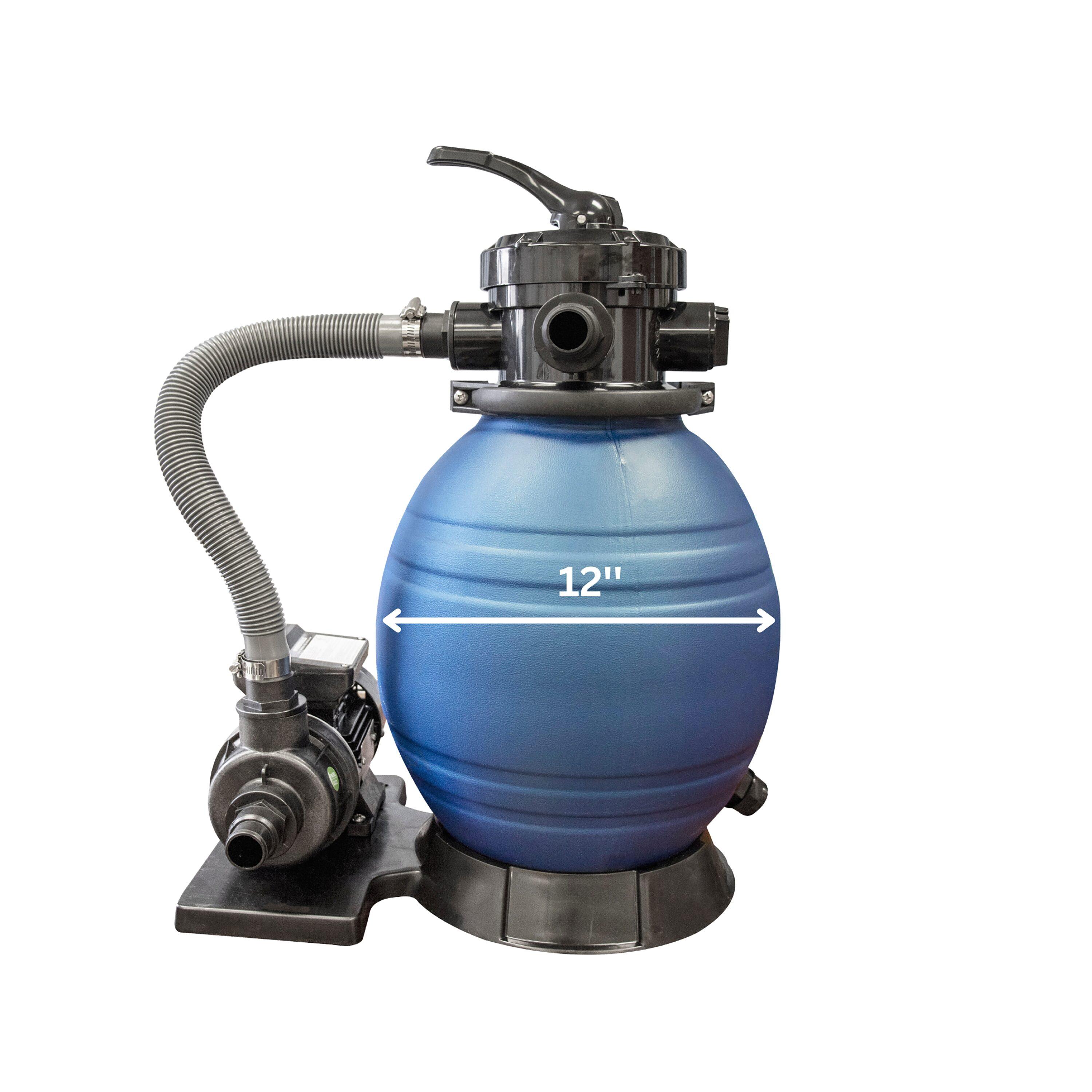 Swimline 12" .33HP HydroTools Sand Filter Pool Cleaning System Pump for 8000 Gallons Above Ground Swimming Pools and 4 Way Function Valve (71225)
