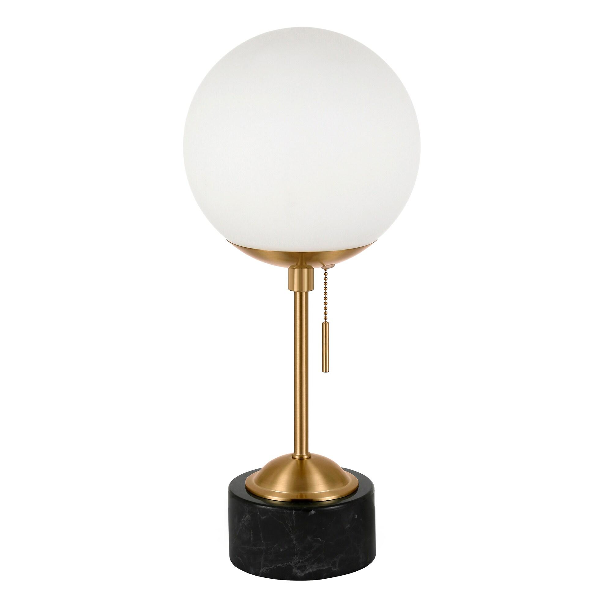 Evelyn&Zoe Modern Marble Table Lamp with White Globe Shade