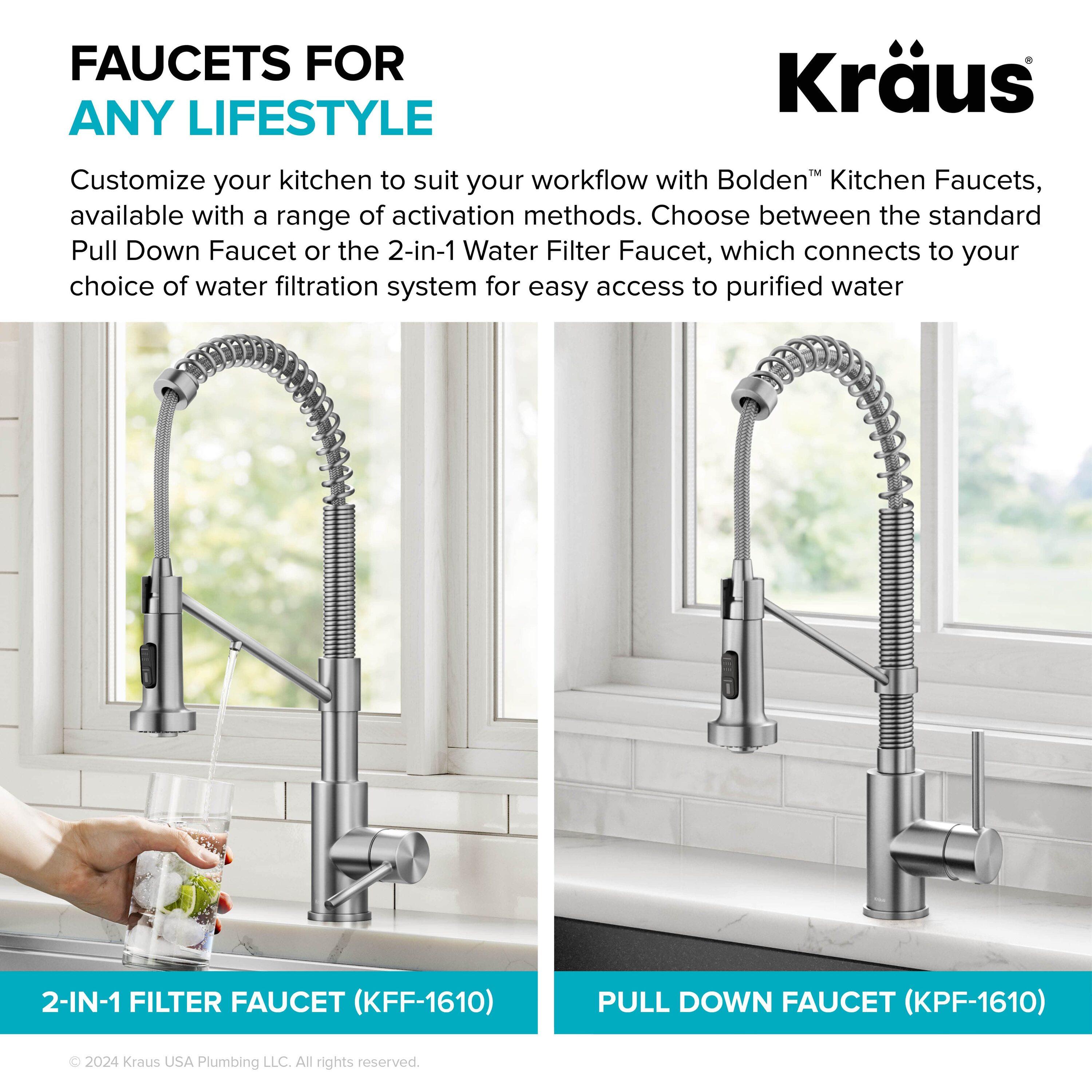 Kraus Bolden Touchless Sensor Commercial Style 2-Function Single Handle Pull-Down Kitchen Faucet