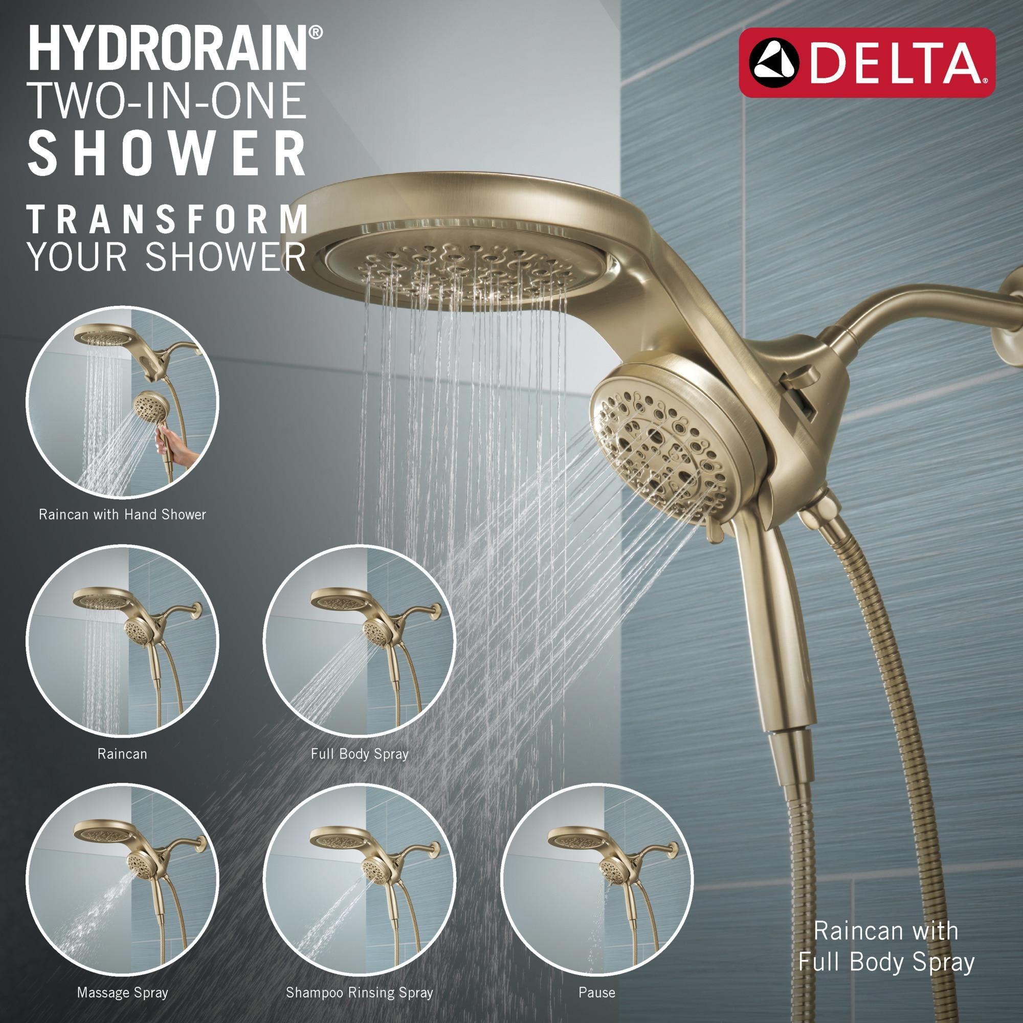 Hydrorain 5 Spray Dual Shower Head and Handheld Shower with Lumicoat and H2Okinetic 2.5 GPM