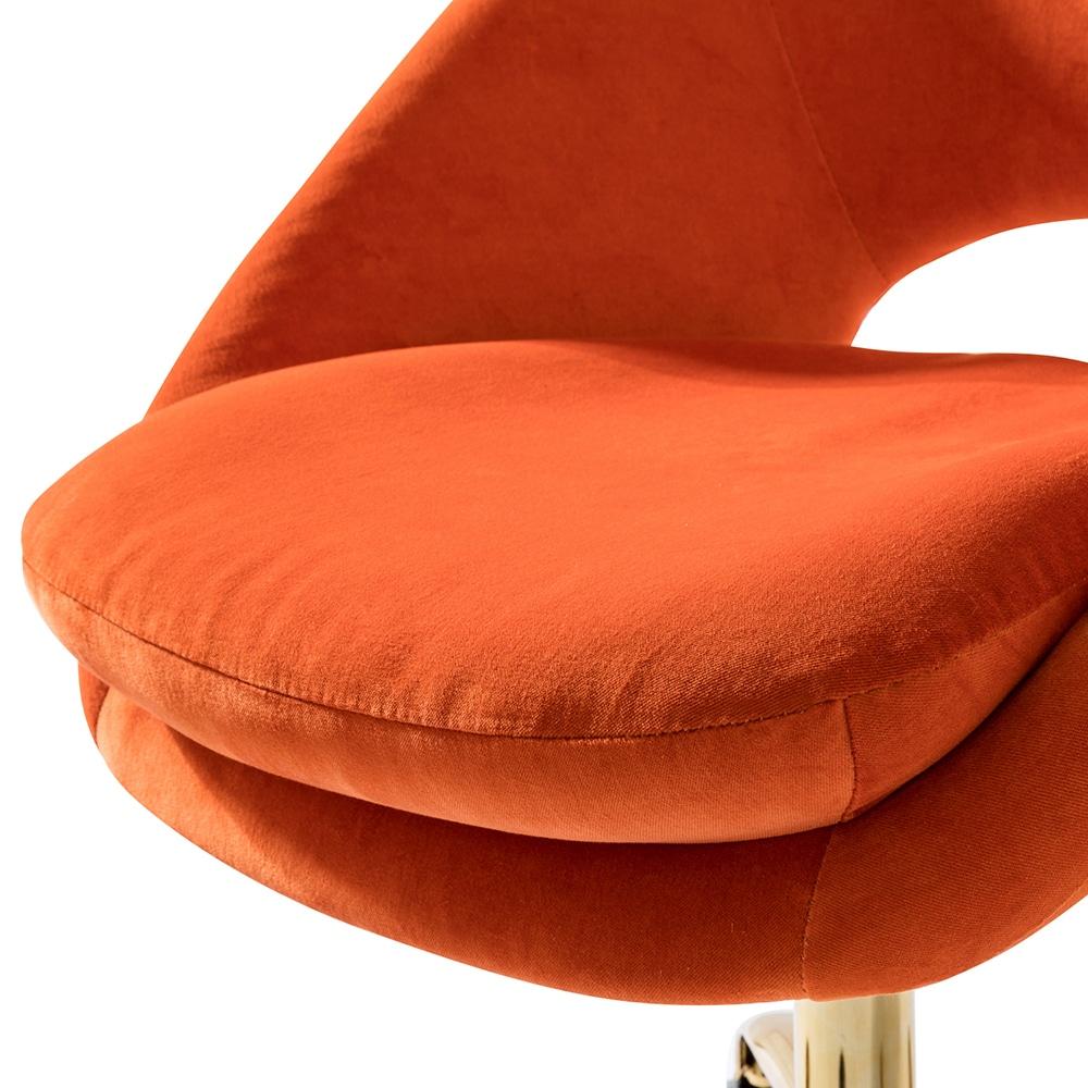 Velvet Swivel Rolling Home Office Chair Height Adjustable Computer Task Chair Metal Base Bedroom Orange