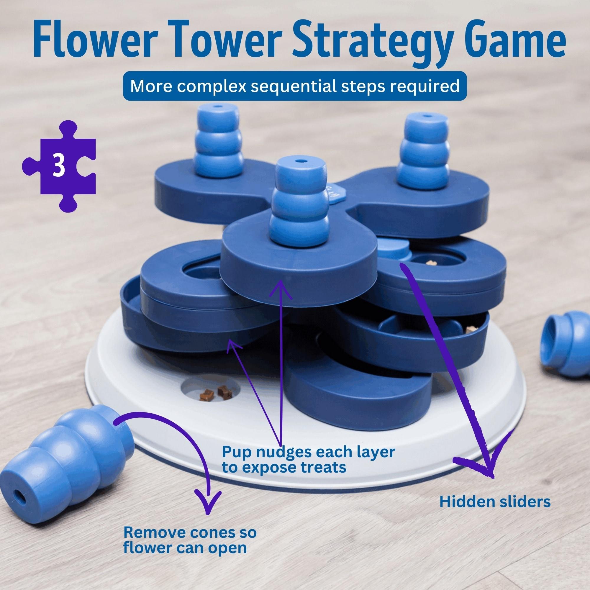 TRIXIE Dog Activity Flower Strategy Game, Level 3, Advanced Dog Puzzle Toy, Treat Dispenser
