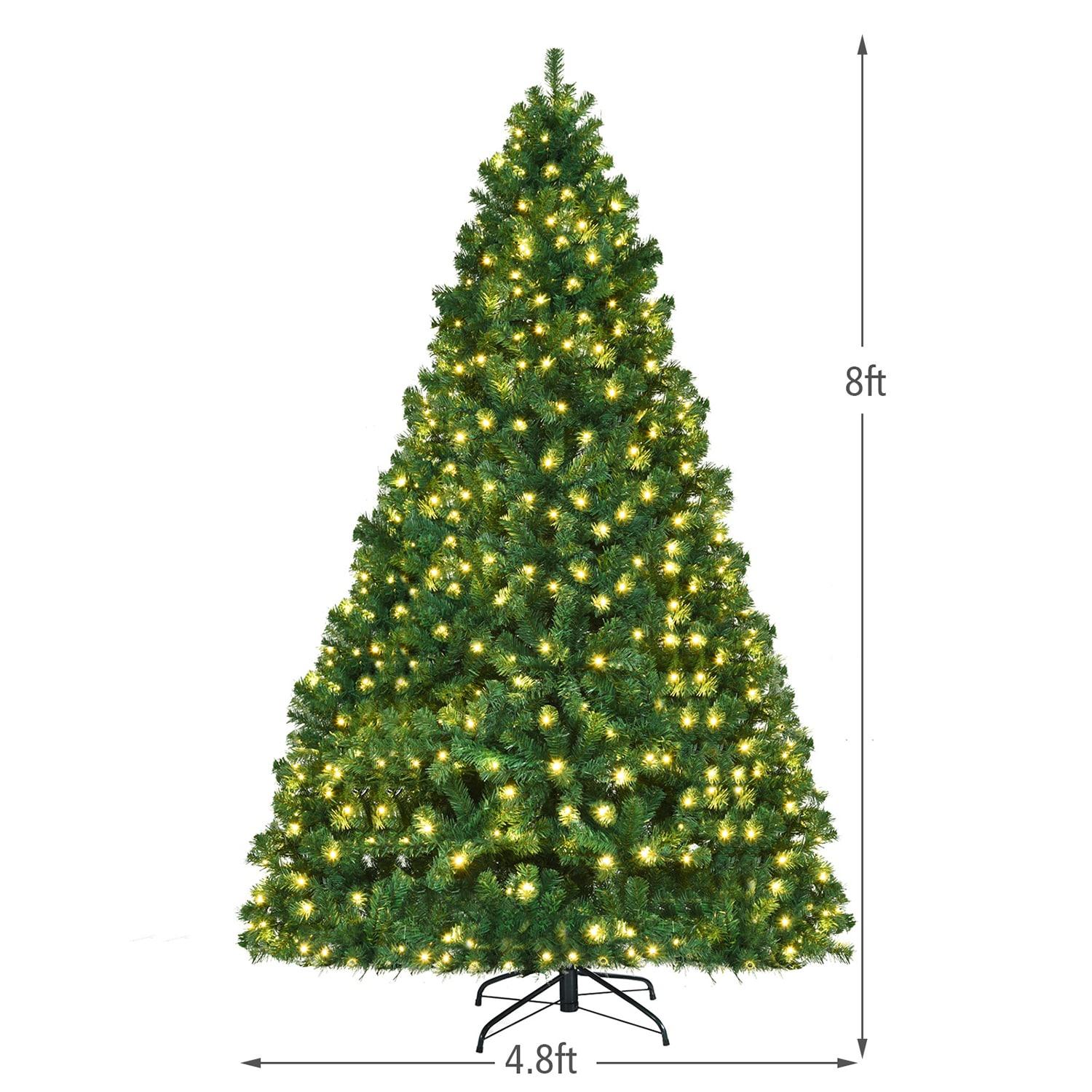 8FT Pre lit Christmas Tree, Bringstar Artificial Trees 1460 Premium PVC Branches, 500 Lights, Hinged