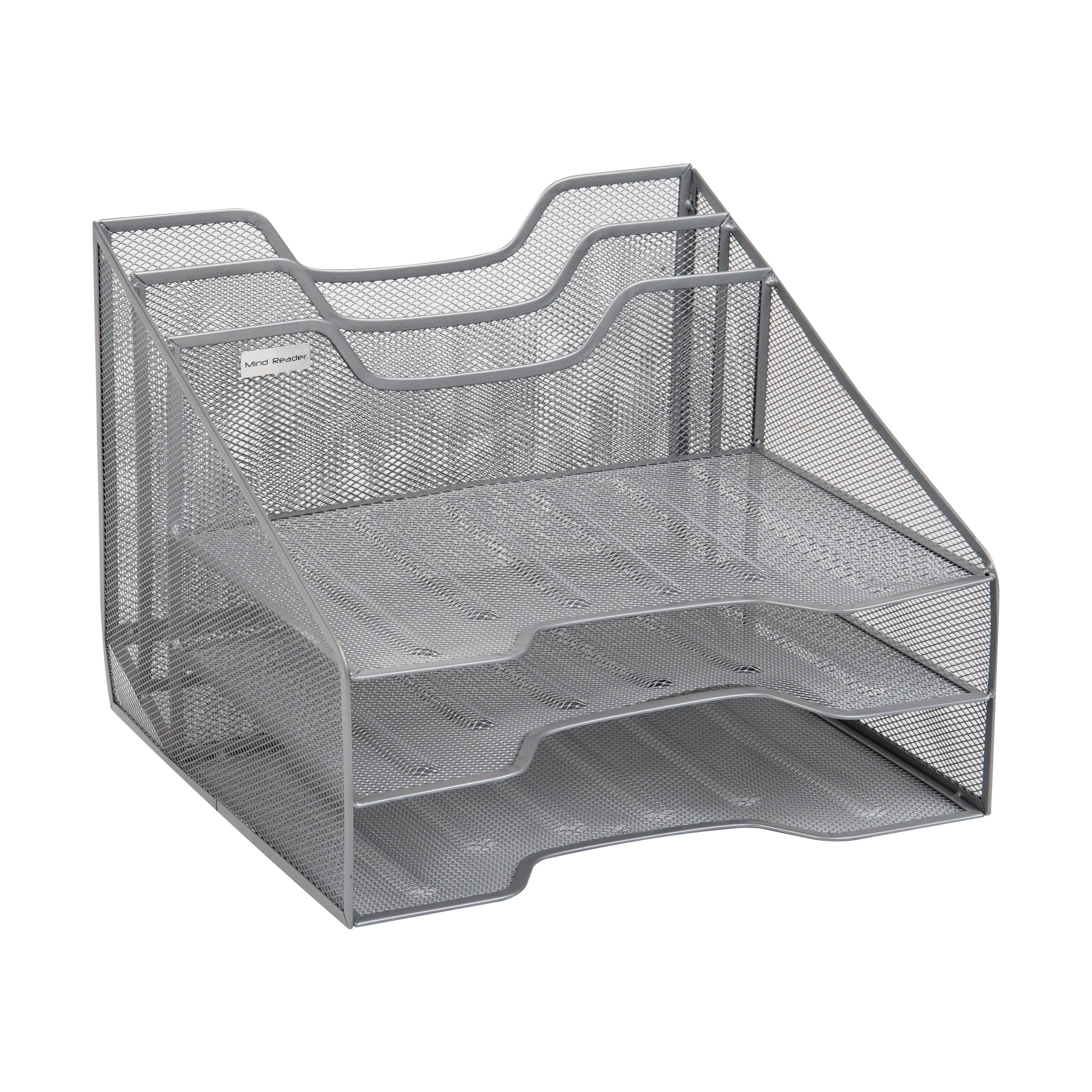 Mind Reader Mind Reader Desktop Organizer, Vertical File Holder, Paper Trays, Office, Metal Mesh, 12.5"L x 11.5"W x 9.5"H