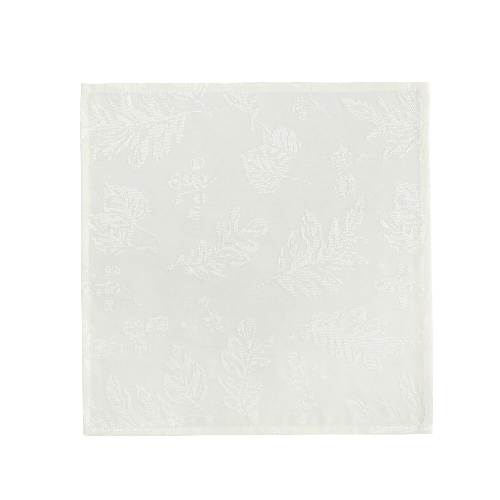 Elegant Woven Leaves Jacquard Damask Napkin, Set of 8 - 17" x 17" - Ivory - Elrene Home Fashions