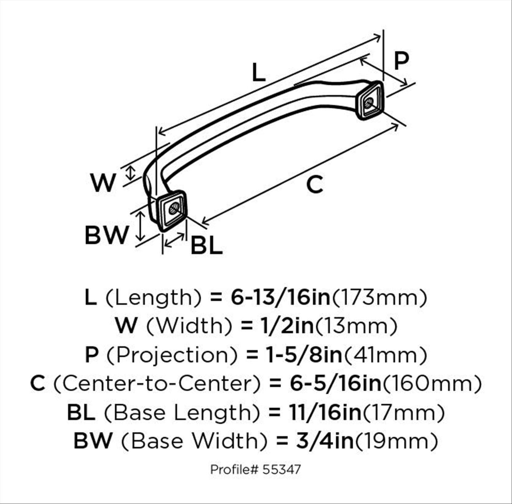 Amerock Revitalize 6-5/16 inch (160mm) Center-to-Center Satin Nickel Cabinet Pull