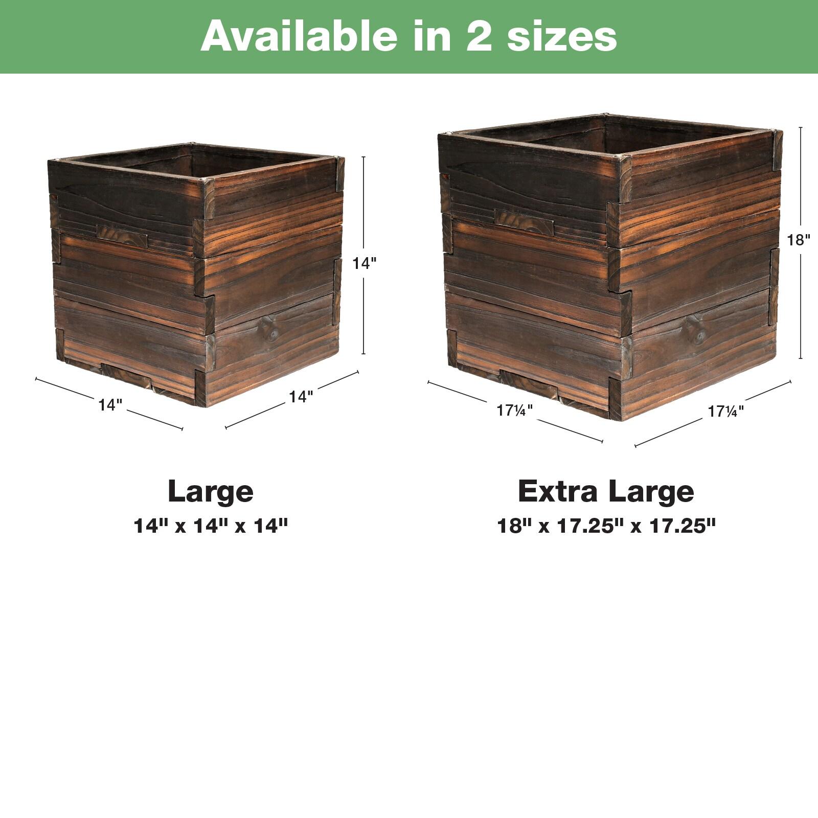 Large Dark Brown Wooden Planter Box with Pole Holder