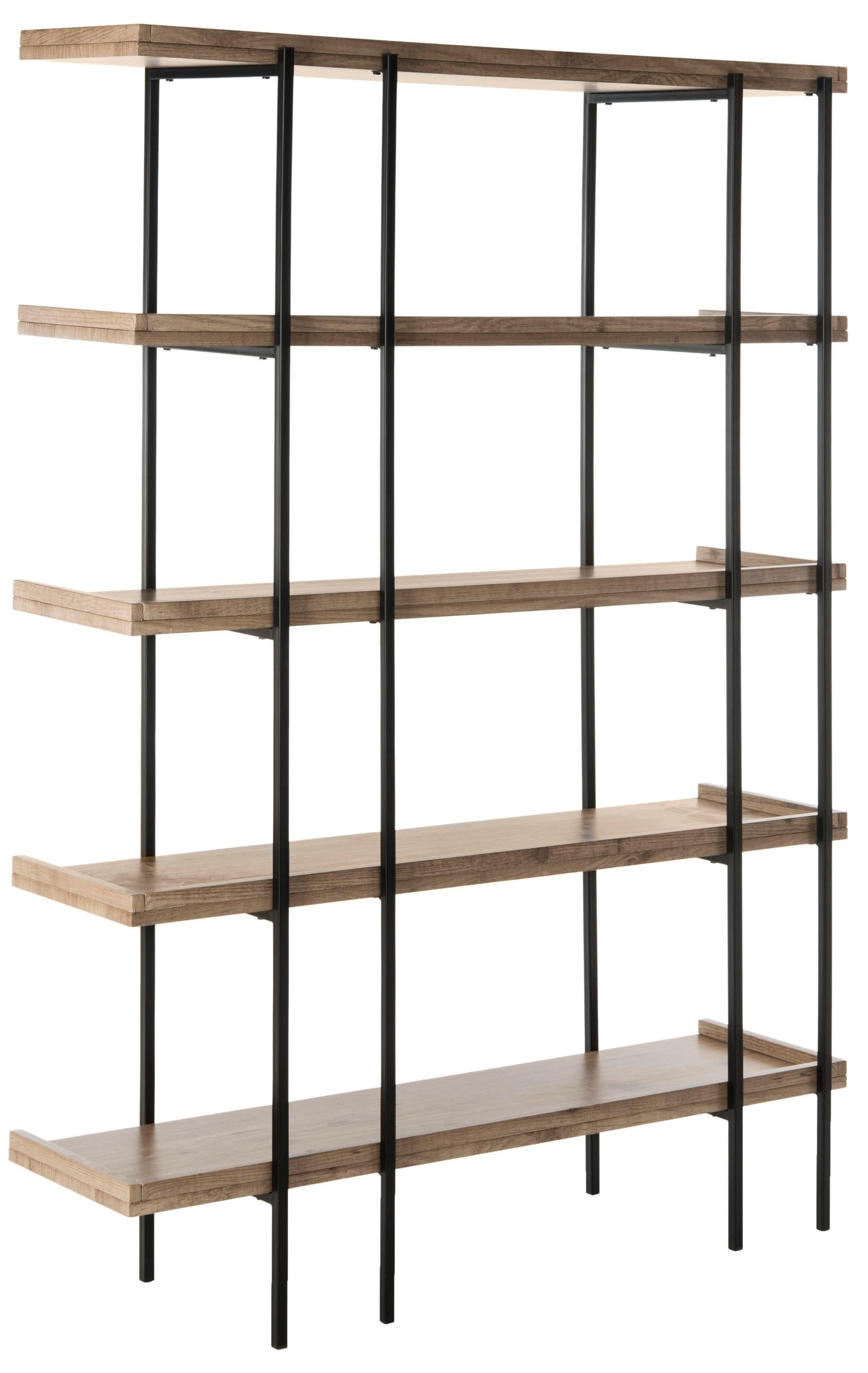 Cecilia Retro Mid Century 5-Tier Wood Etagere - Oak/Black - Safavieh