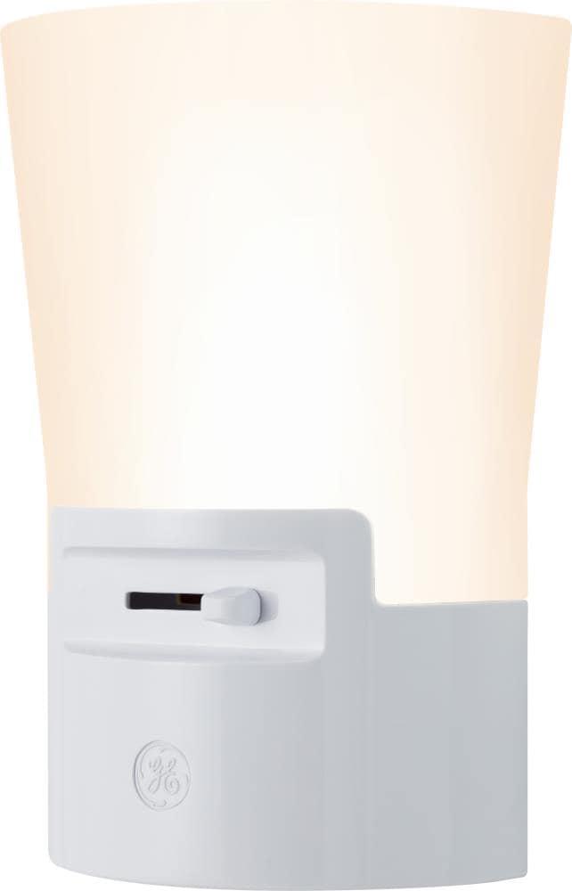 GE UltraBrite Sconce Night LED Light, Dimmable, Plug-in, Dusk-to-Dawn, White, 5in, 45123