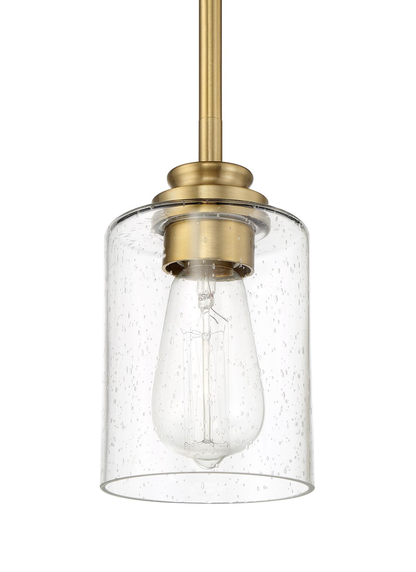 Elegant Mini Pendant Light in Satin Brass with Glass Shade